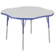 48" x 48" Clover T-Molding Activity Table with Adjustable Standard Swivel Glide Legs - Gray/Blue