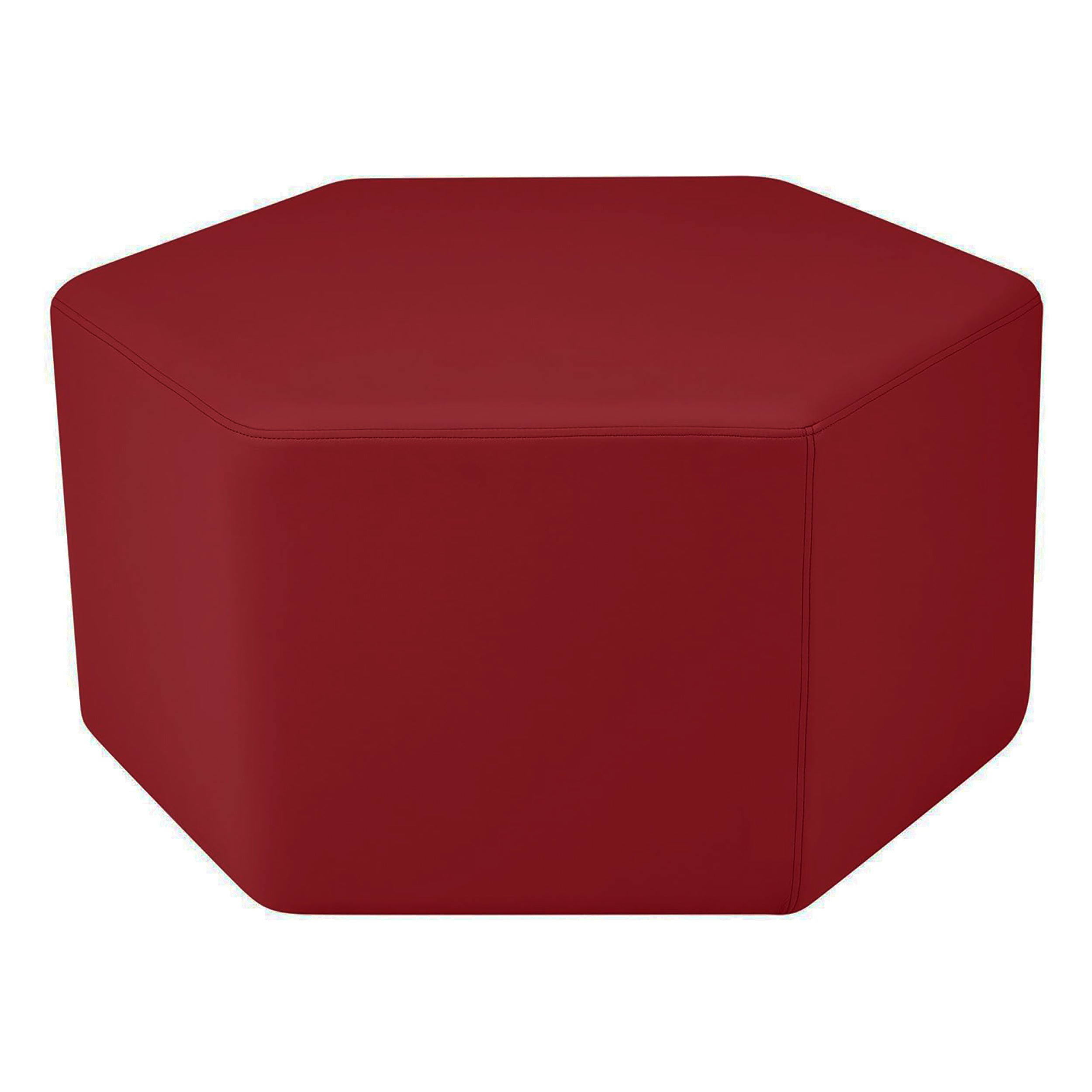 Pro Series Upholstered Hexagon Ottoman 18" Height - Crimson