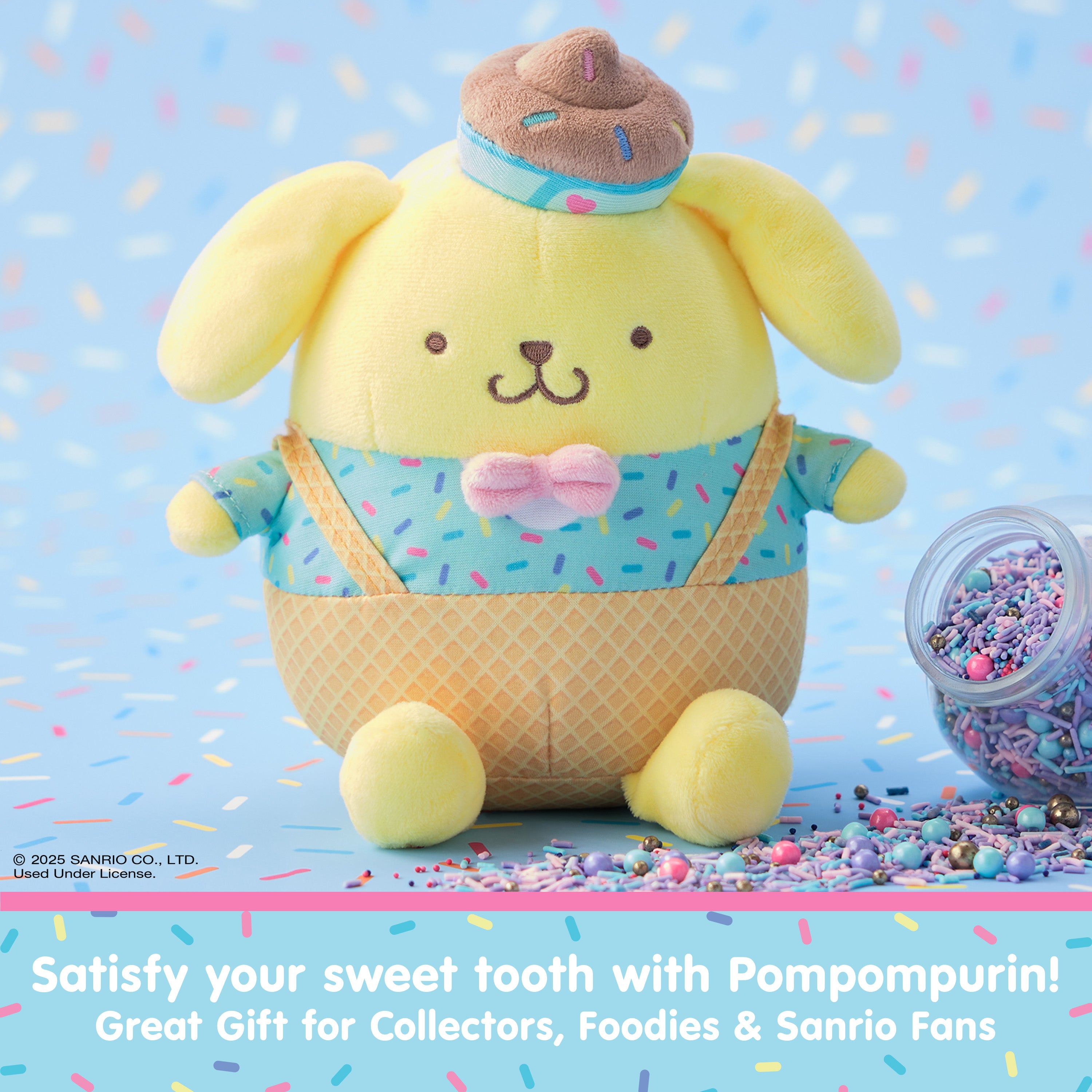 GUND Sanrio Hello Kitty and Friends Pompompurin Ice Cream Plush, Stuffed Animal for Ages 1 and Up, Yellow, 6”