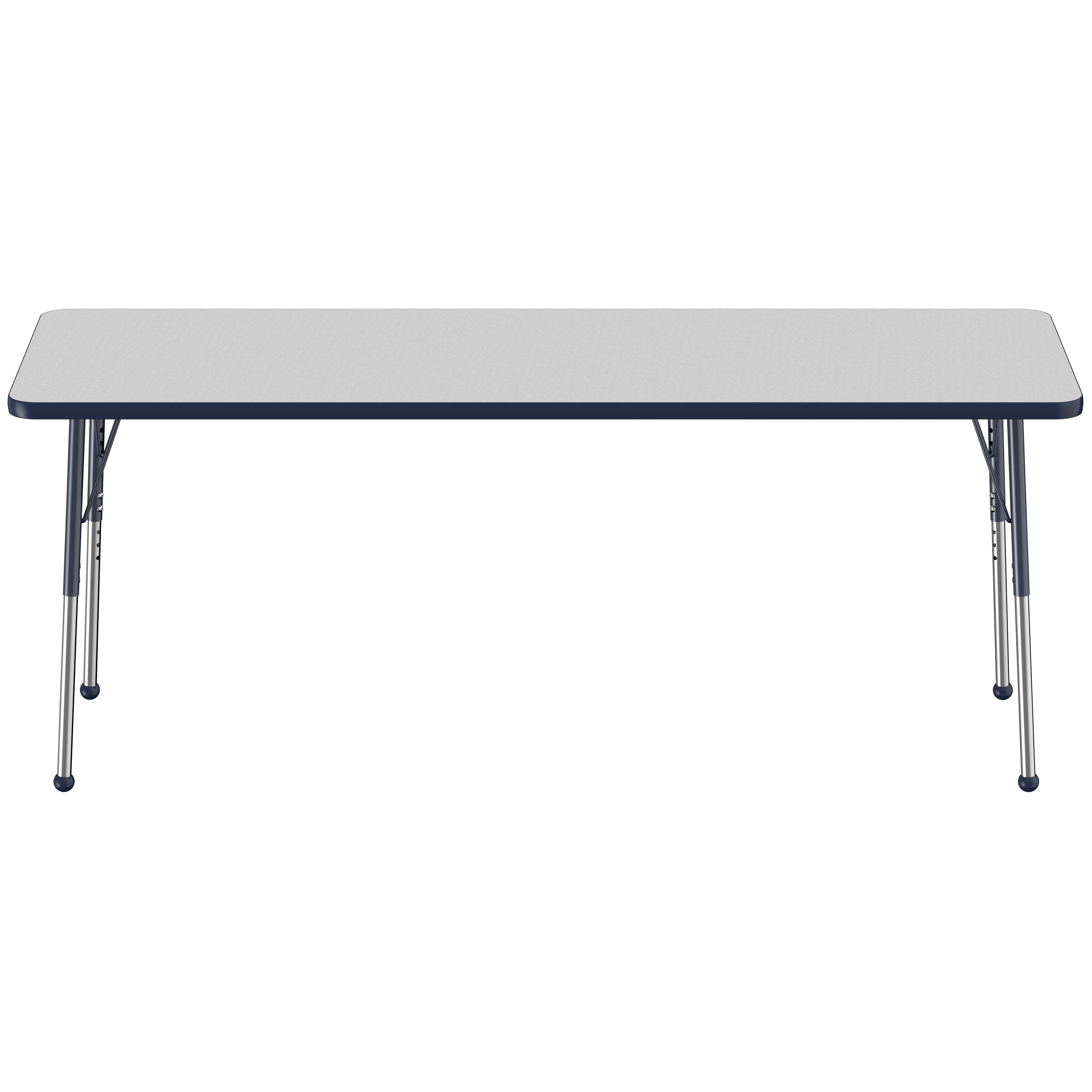 24" x 72" Rectangle T-Molding Activity Table with Adjustable Standard Ball Glide Legs - Gray/Navy