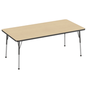 36" x 72" Rectangle T-Molding Activity Table with Adjustable Standard Ball Glide Legs - Maple/Black