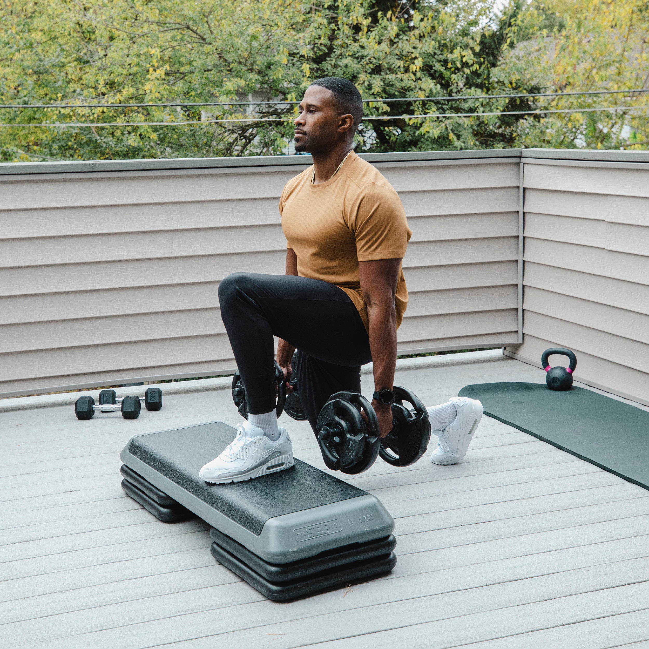 Original Health Club Step w/ (4) Original Risers - Grey
