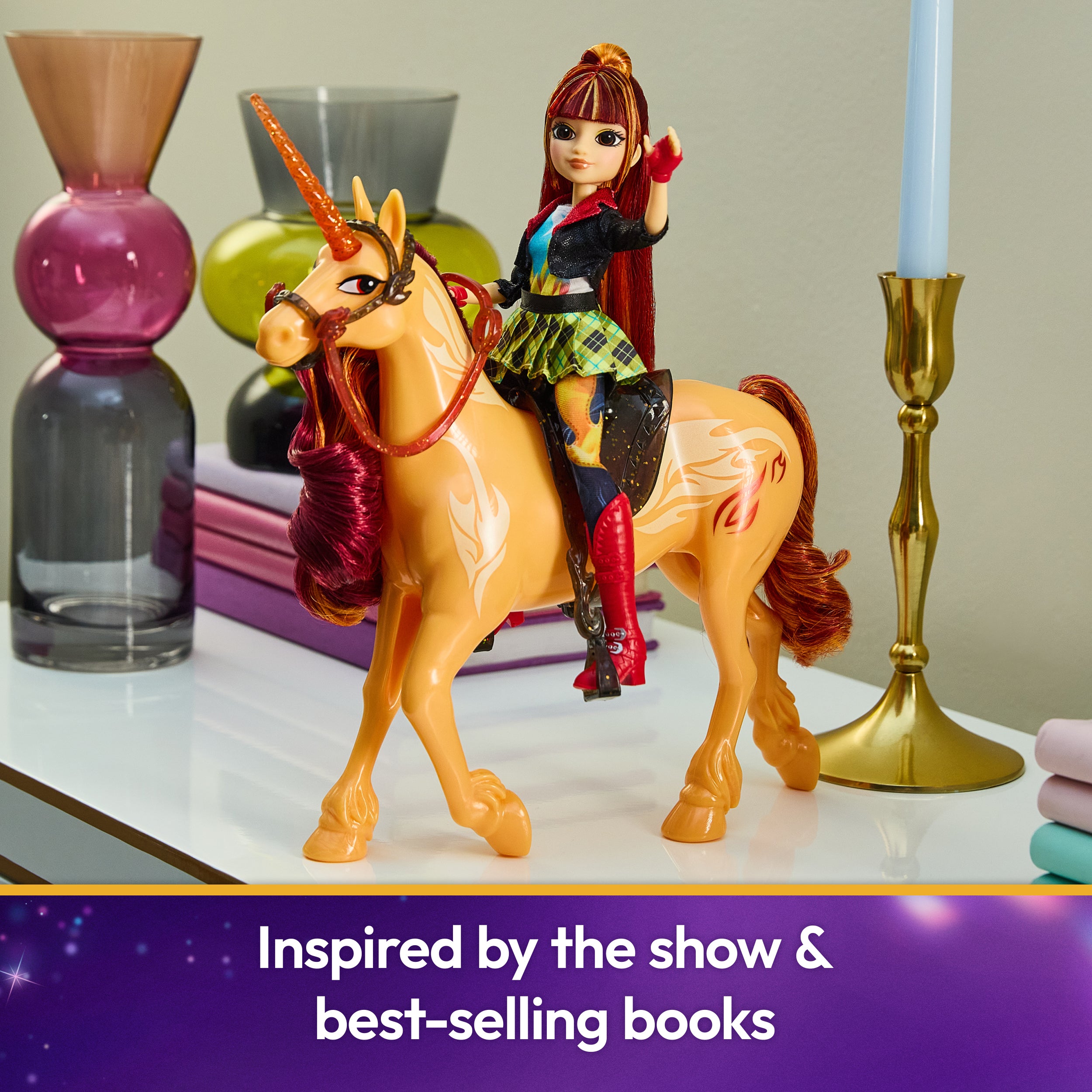 Unicorn Academy, Power of Friendship Cinder with Translucent Saddle & Bridle, 11”, Dolls & Unicorn Toys for Girls Ages 4 and up