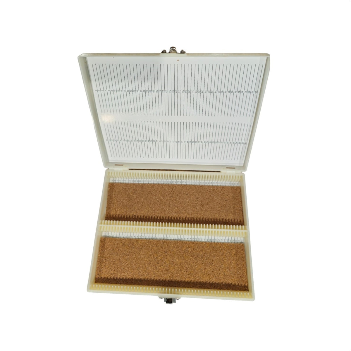 Microscope Storage Box with Index and Cork Liner for 100 Slides