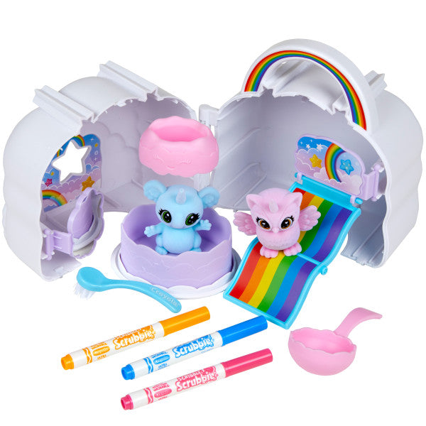 Crayola Scribble Scrubbie Pets, Unicorn Toys Cloud Clubhouse, Color & Wash Creative Toy, Gift for Kids, Age 3, 4, 5, 6