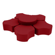 Pro Series Upholstered Spoke Ottoman, 6-Piece Set - Crimson