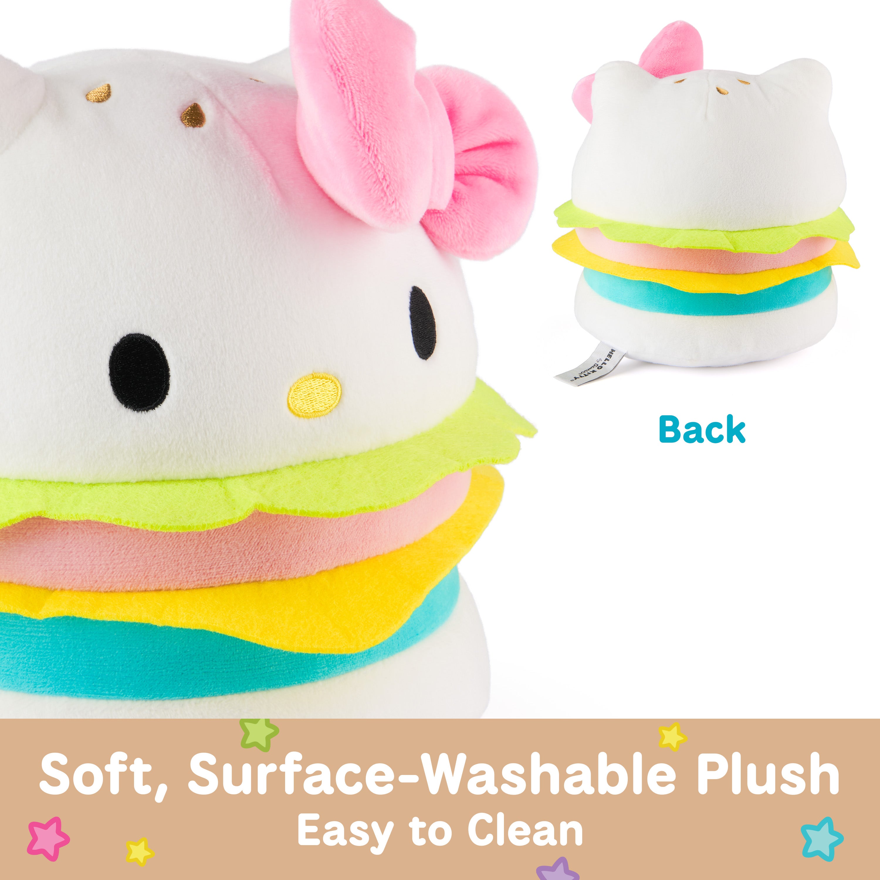 GUND Sanrio Official Hello Kitty Hamburger Plush, Collectible Plush Toy, Stuffed Animal for Ages 1 and Up, Pink/White, 8”