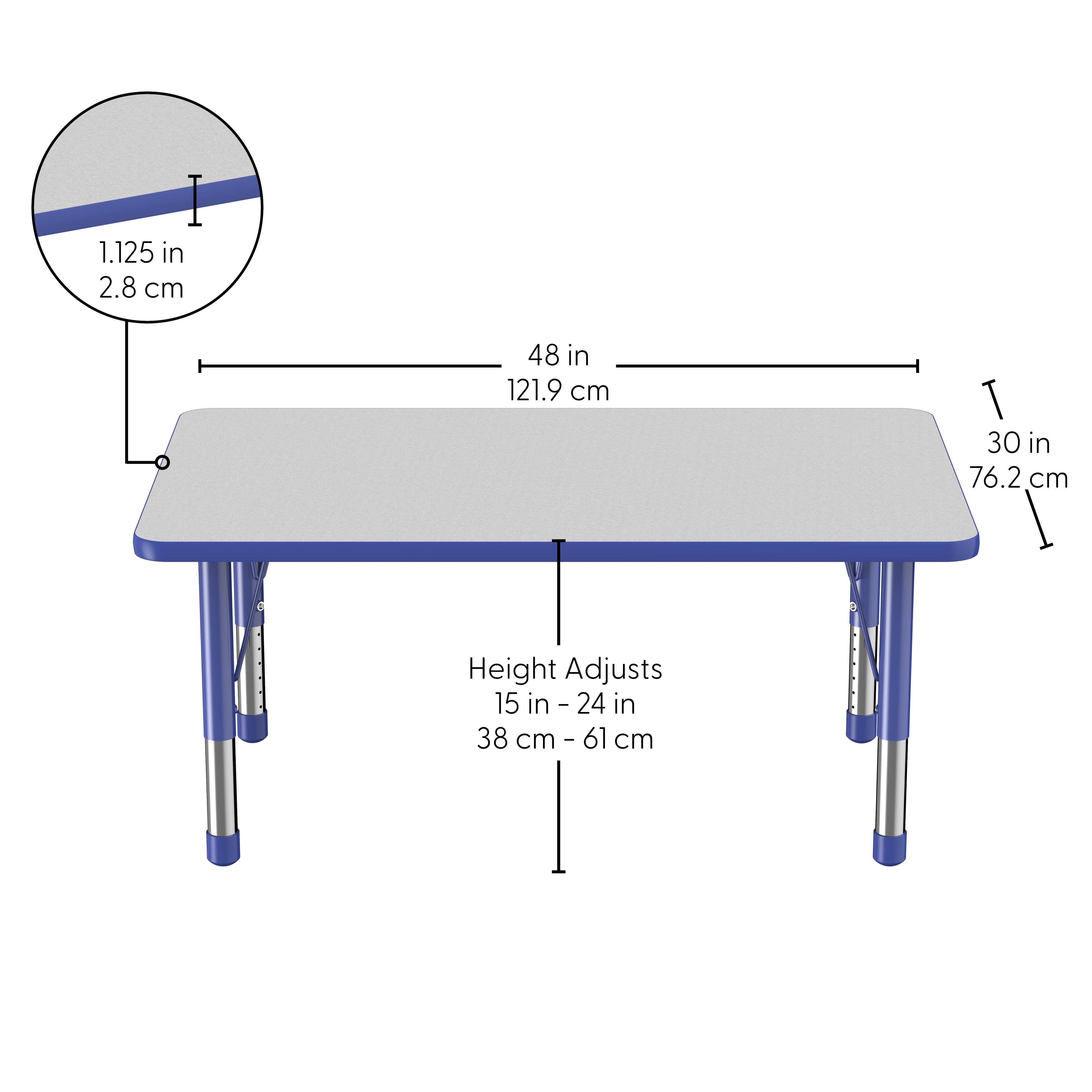 30" x 48" Rectangle Thermofused Activity Table with Adjustable Chunky Legs - Gray/Blue