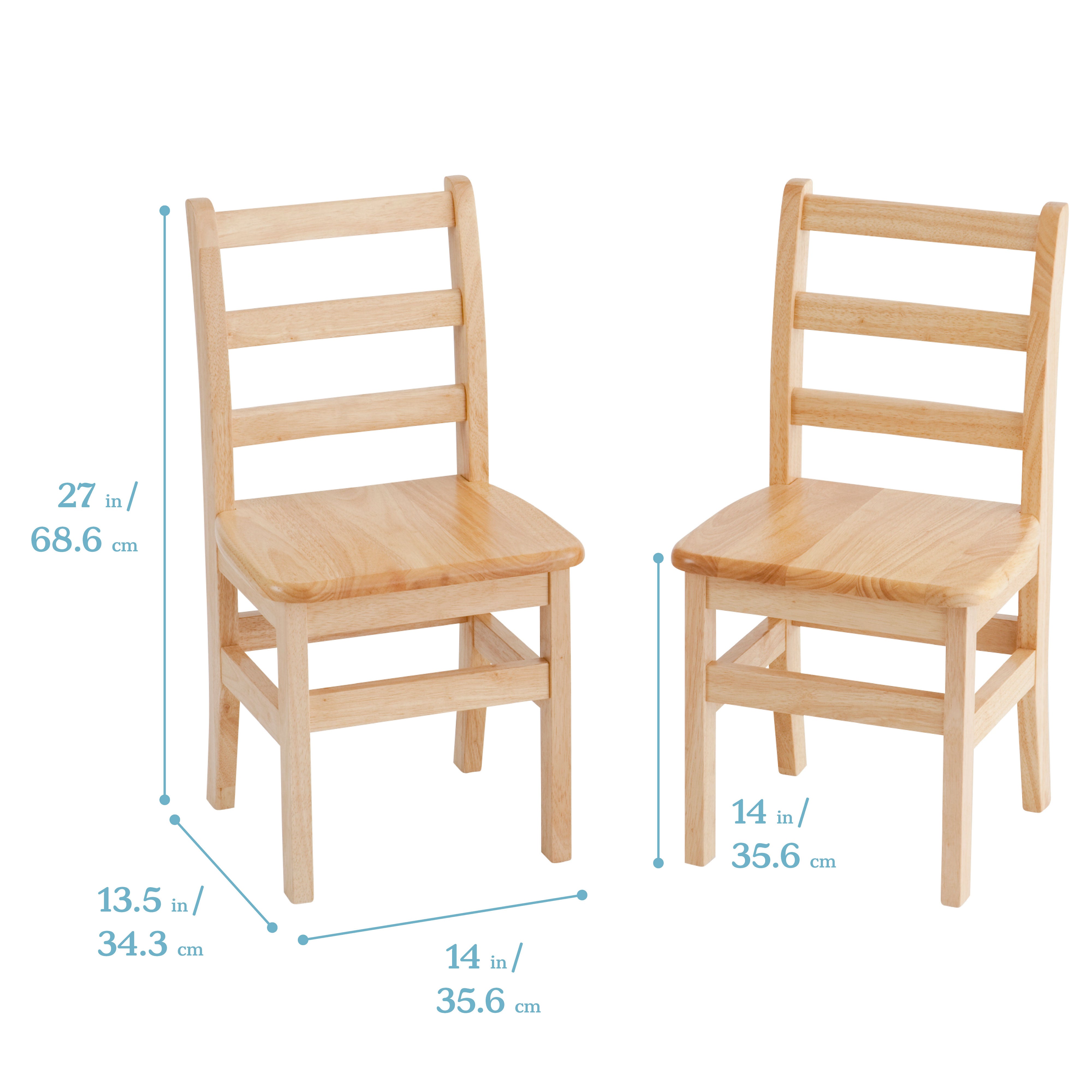 14in Three Rung Ladderback Chair 2-Pack - Assembled