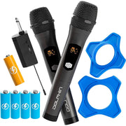 Dolphin Audio Dolphin Wireless Microphone System, Cordless Dual Handheld Dynamic Mic Set with Rechargeable Receiver (MCX20) - Set of 2