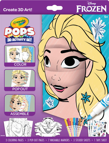 Crayola POPS 3D Frozen Activity Set, Kids Coloring Set & Craft Kit, Includes Stickers & Markers, Frozen Gift for Girls & Boys, 5+