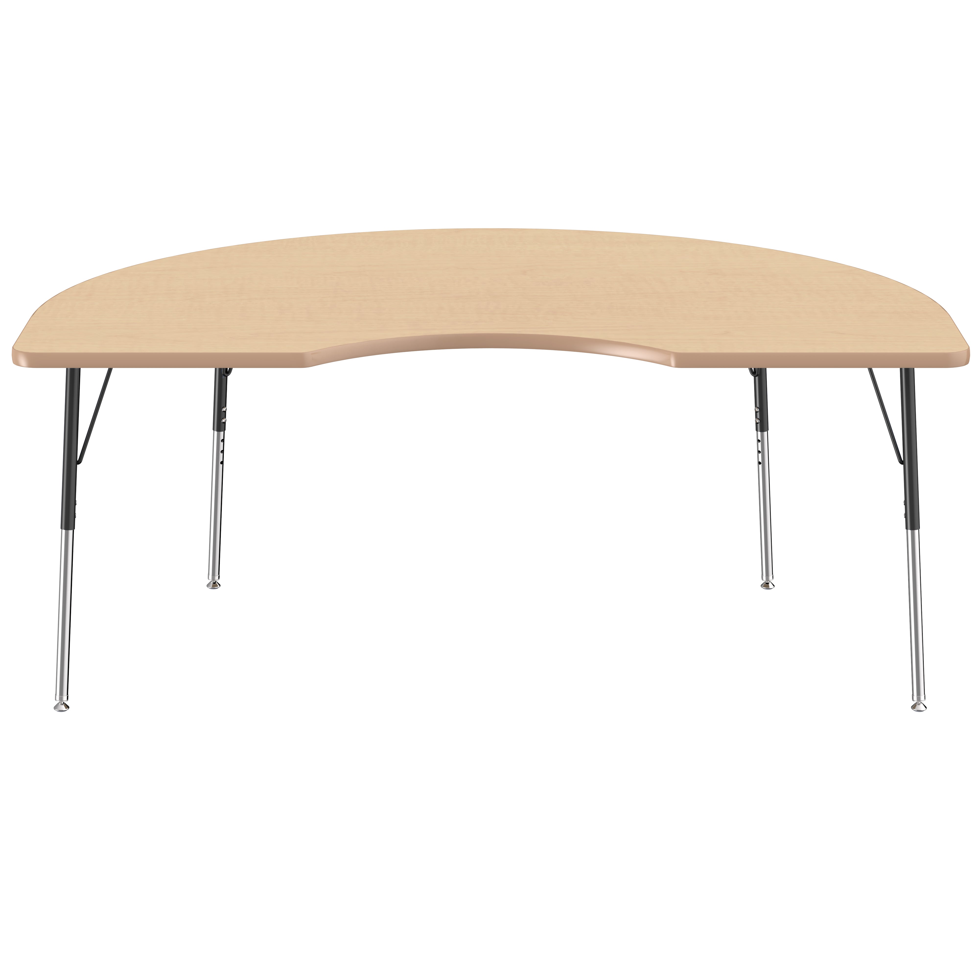 48" x 72" Kidney Thermofused Activity Table with Adjustable Standard Swivel Glide Legs - Maple/Maple/Black