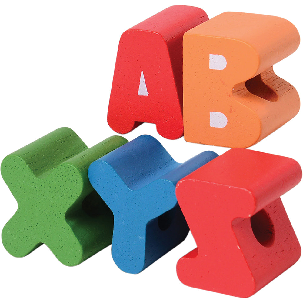 Wooden Alphabet Lacing Beads