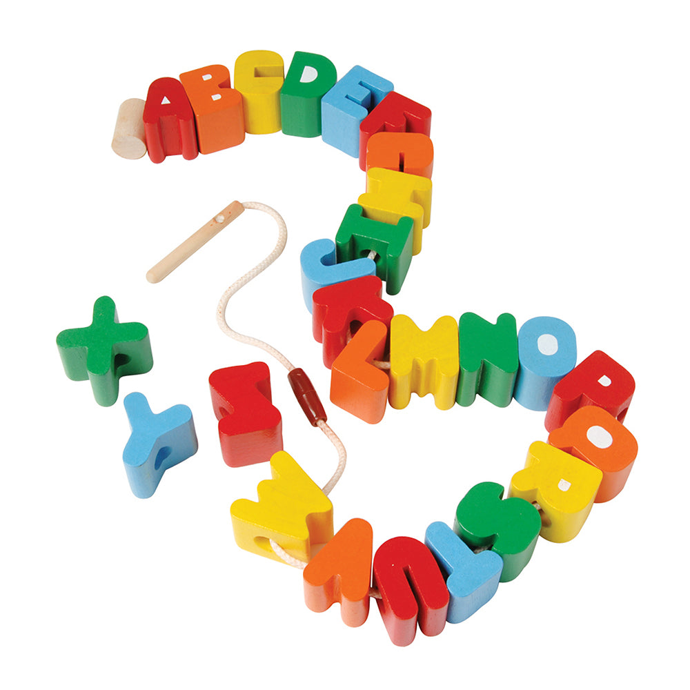 Wooden Alphabet Lacing Beads