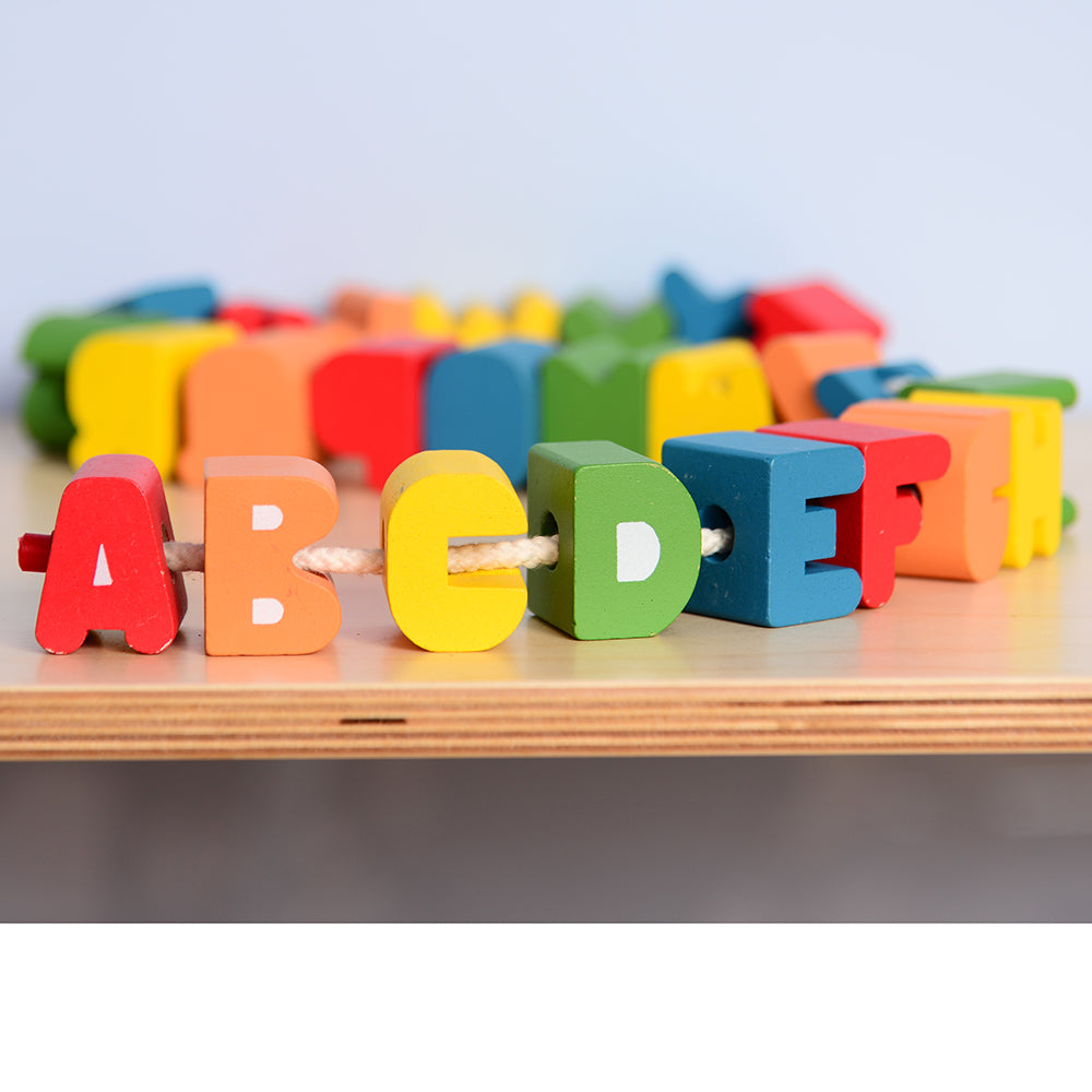 Wooden Alphabet Lacing Beads