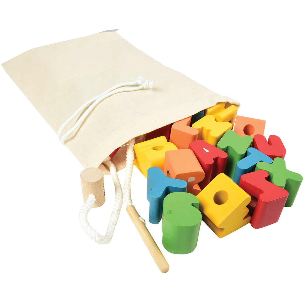 Wooden Alphabet Lacing Beads