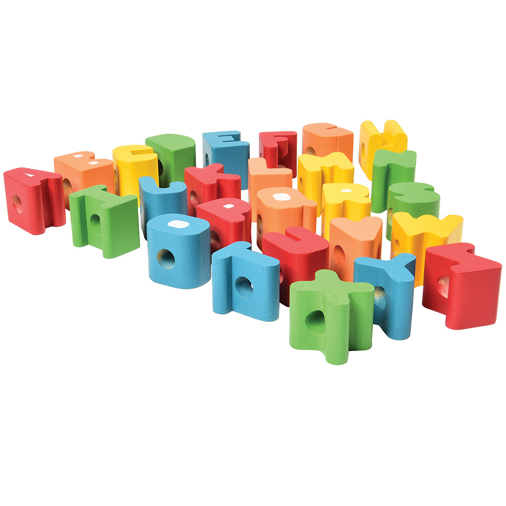 Wooden Alphabet Lacing Beads