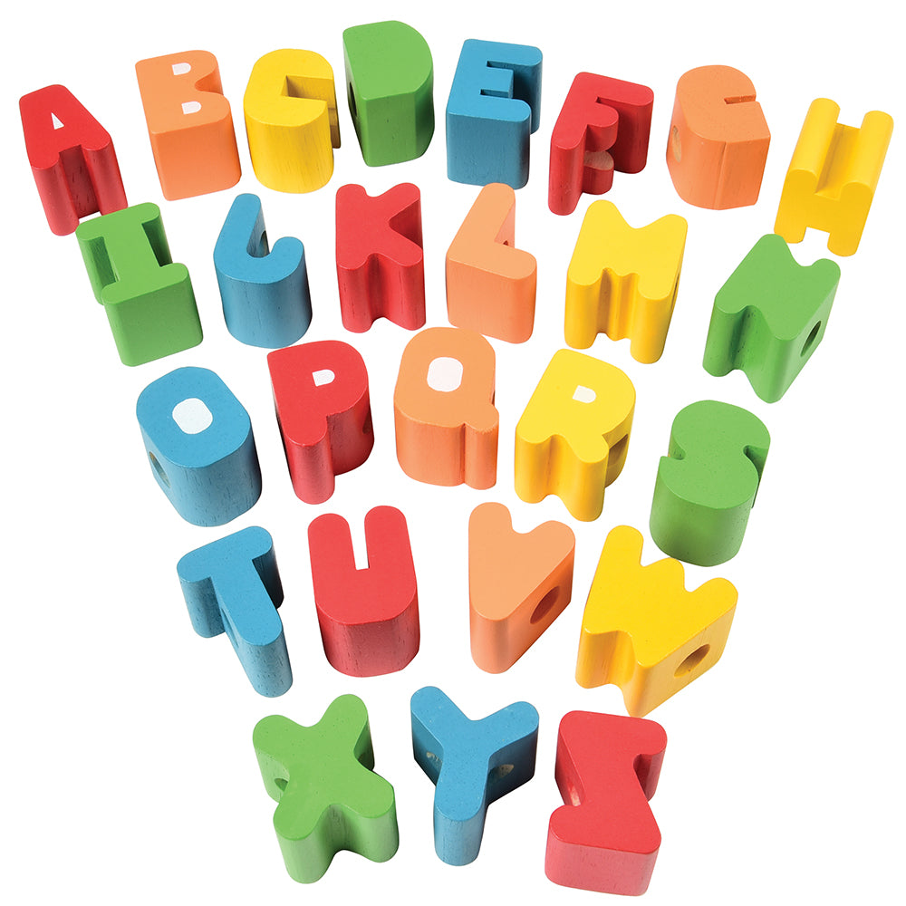 Wooden Alphabet Lacing Beads