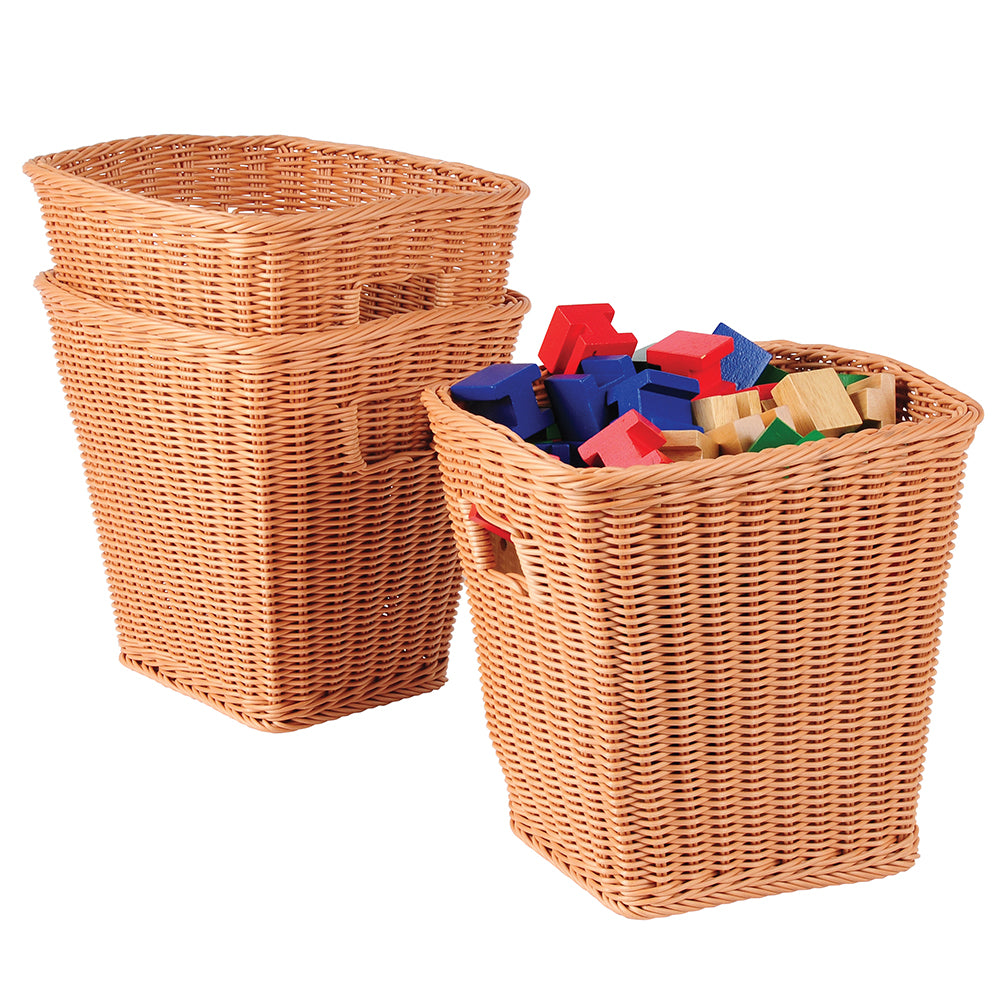 Tall Rect Plastic Woven Baskets/3-Pk