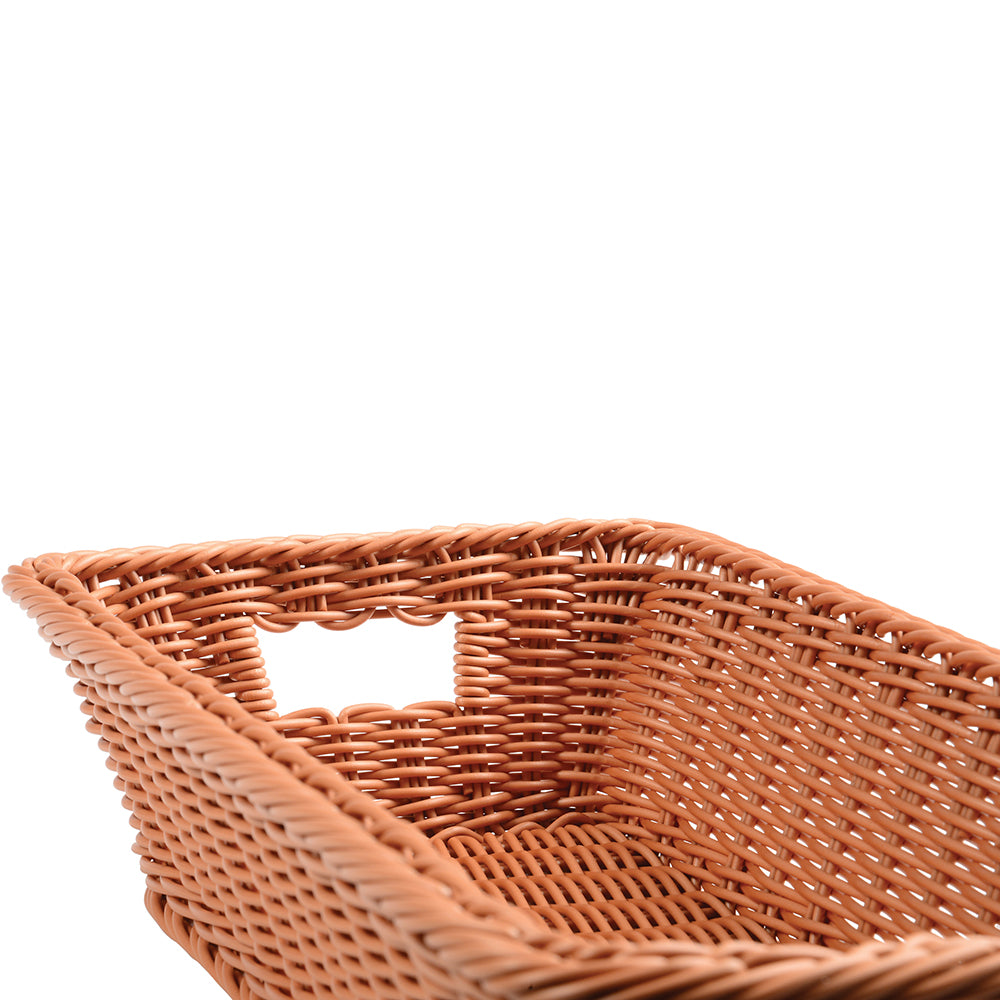 Low Rect. Plastic Woven Bsk. W/Handles