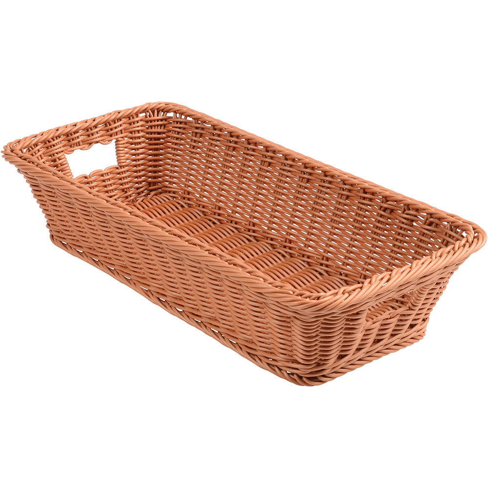 Low Rect. Plastic Woven Bsk. W/Handles