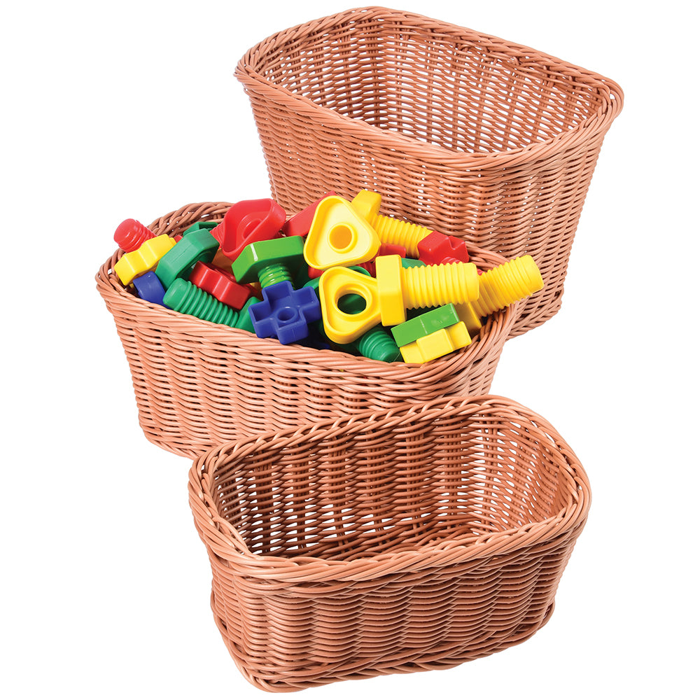 Multi-Sized Rect. Plastic Woven Baskets