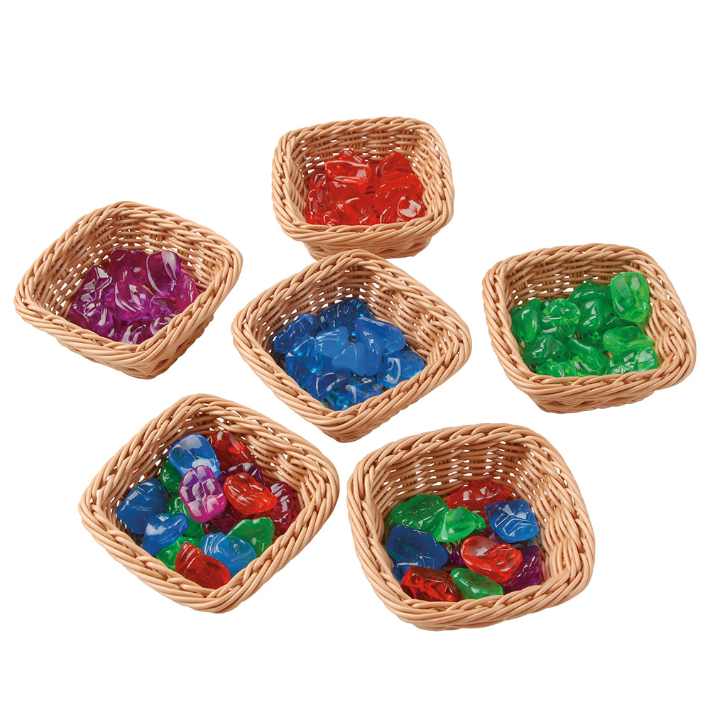 6 Pcs Square Plastic Woven Baskets