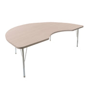 48" x 72" Kidney Thermofused Woodgrain Activity Table with Standard Legs - Asian Sand/White