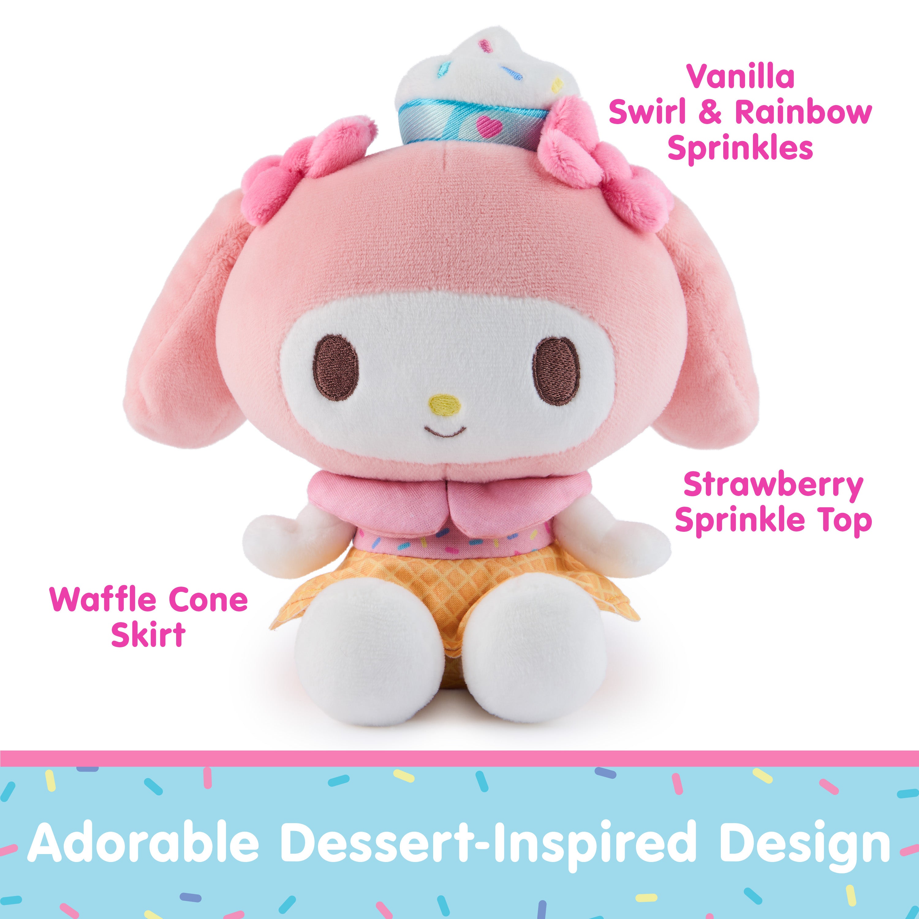 GUND Sanrio Hello Kitty and Friends My Melody Ice Cream Plush, Stuffed Animal for Ages 1 and Up, Pink/White, 6”