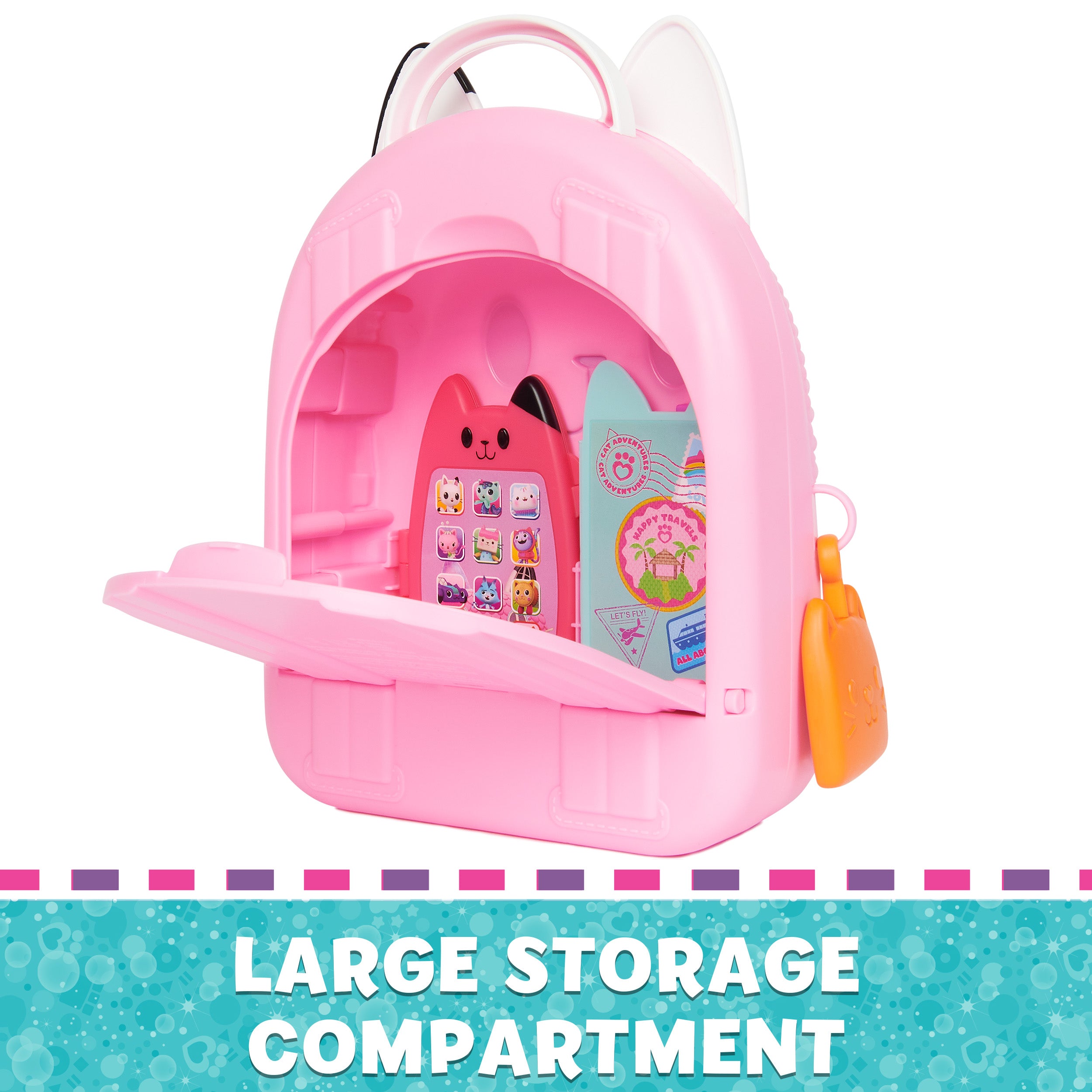 Gabby’s Dollhouse, Gabby Girl On-The-Go Travel Set, Pretend Play Travel Toys, Toy Passport, Toy Phone and Compass Charm, Kids Toys for Girls & Boys 3+