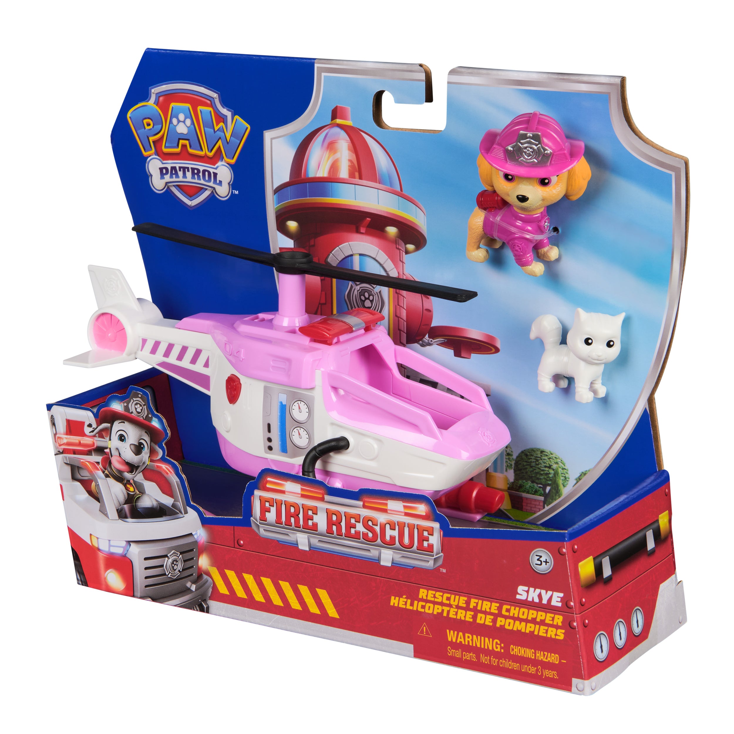 PAW Patrol Fire Rescue: Skye Rescue Fire Chopper with Action Figure, Kitty Friend & Toy Helicopter, Kids Toys for Boys & Girls Ages 3 and Up
