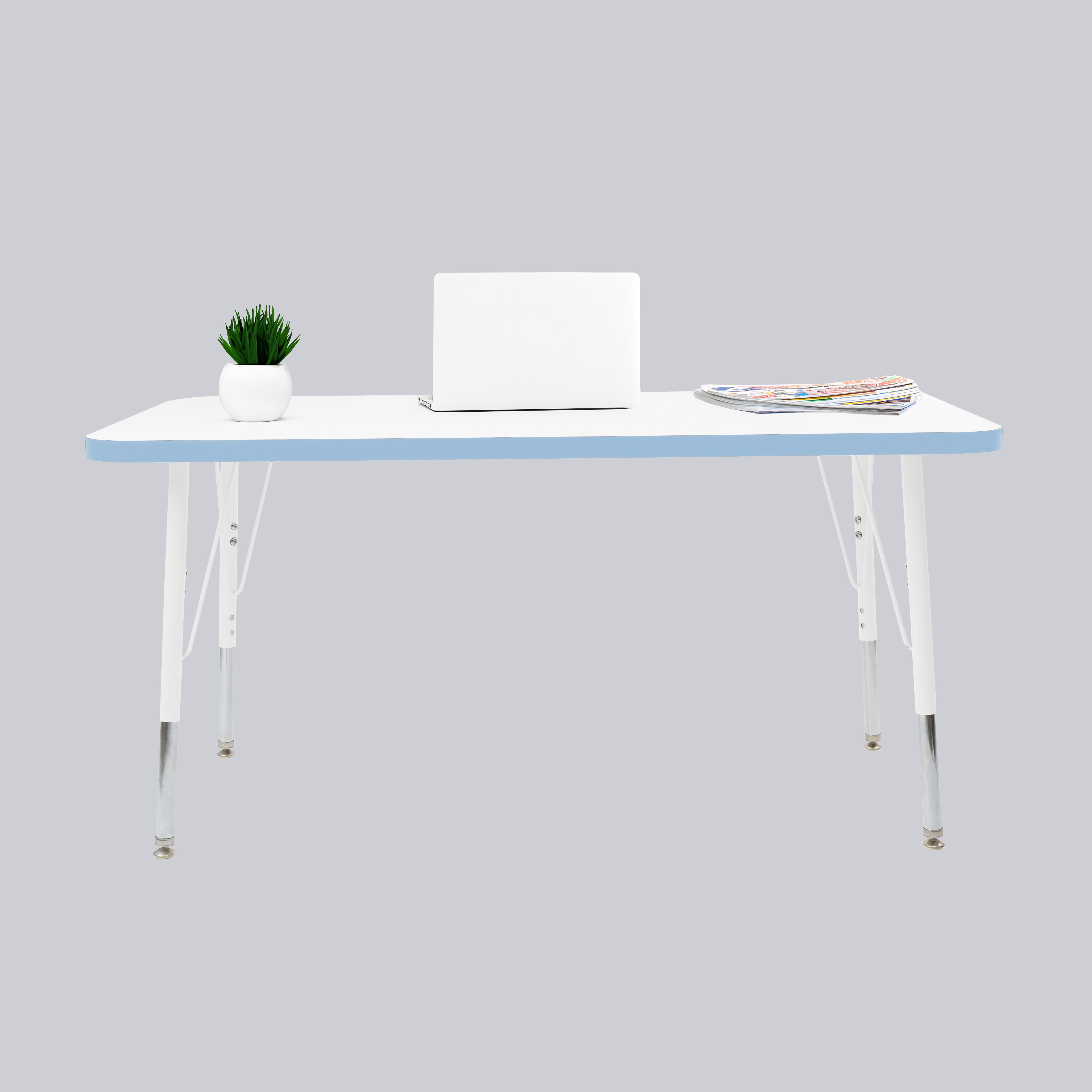 24" x 48" Rectangle Thermofused Activity Table with Adjustable Standard Swivel Glide Legs - White/Powder Blue/White