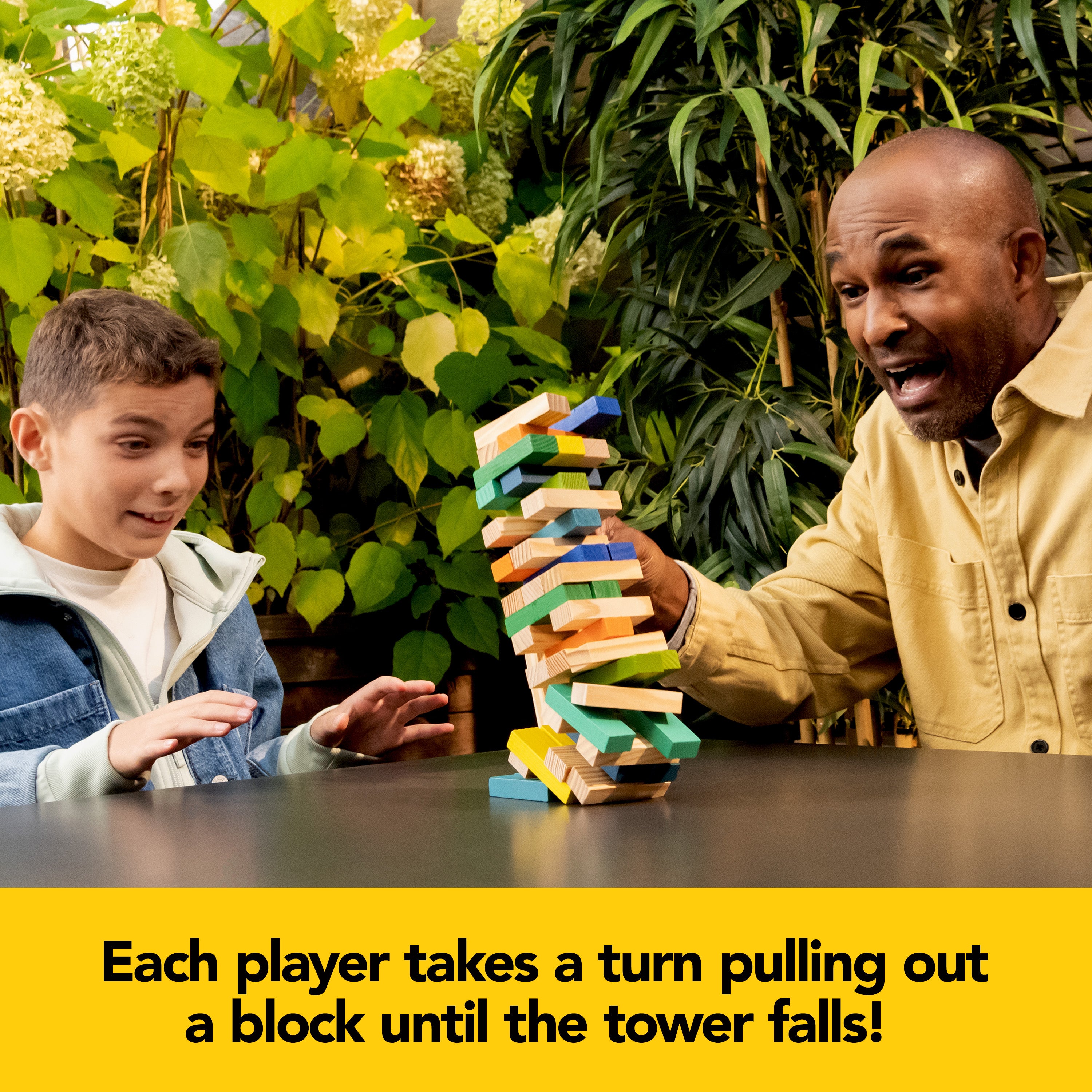 Mindful Classics, Jumbling Tower Sustainable Wooden Blocks Tumbling Toppling Bamboo Wood Party Stacking Game, for Adults and Kids Ages 8 and up