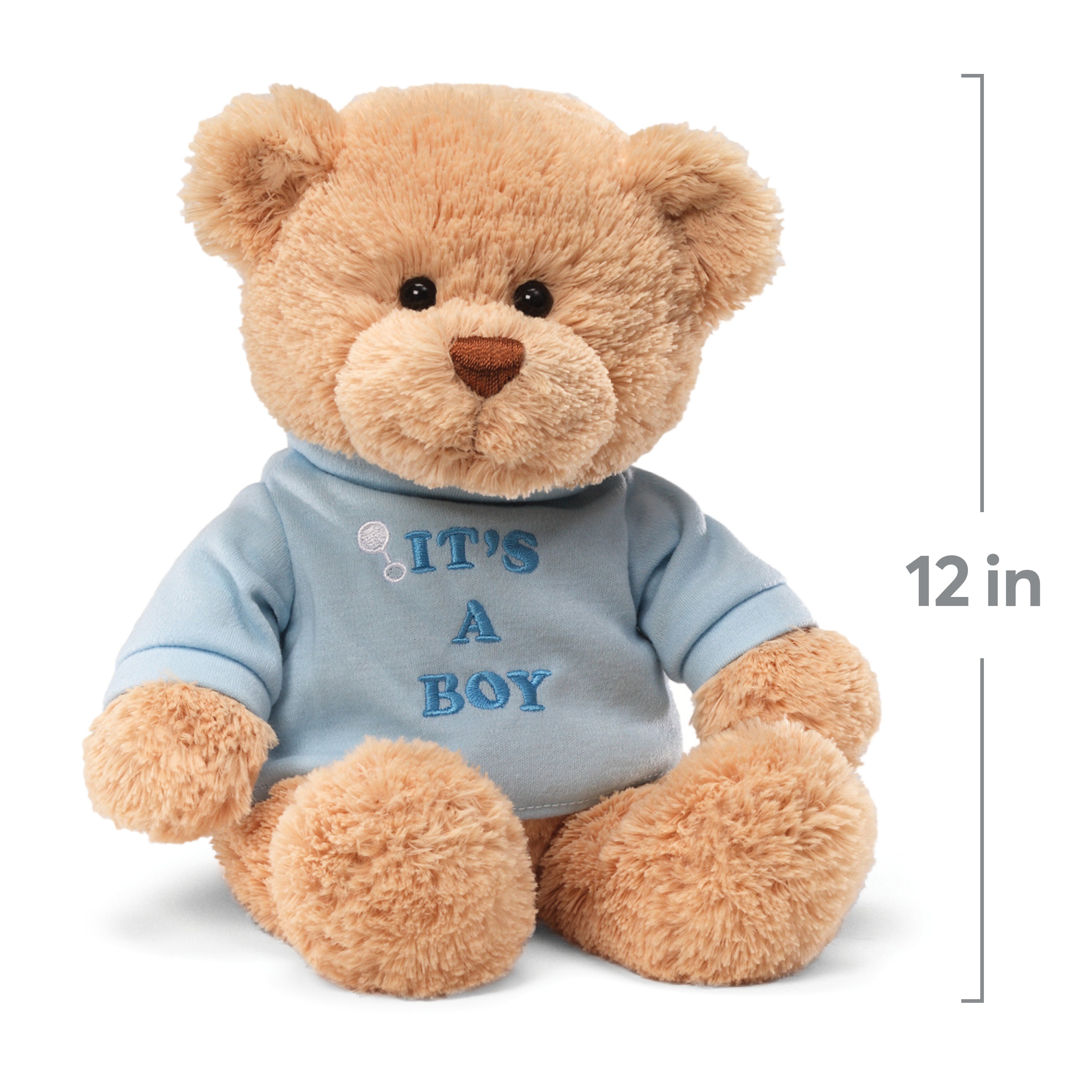 GUND “It’s a Boy” Message Bear with Blue T-Shirt, Teddy Bear Stuffed Animal for Ages 1 and Up, Brown, 12”