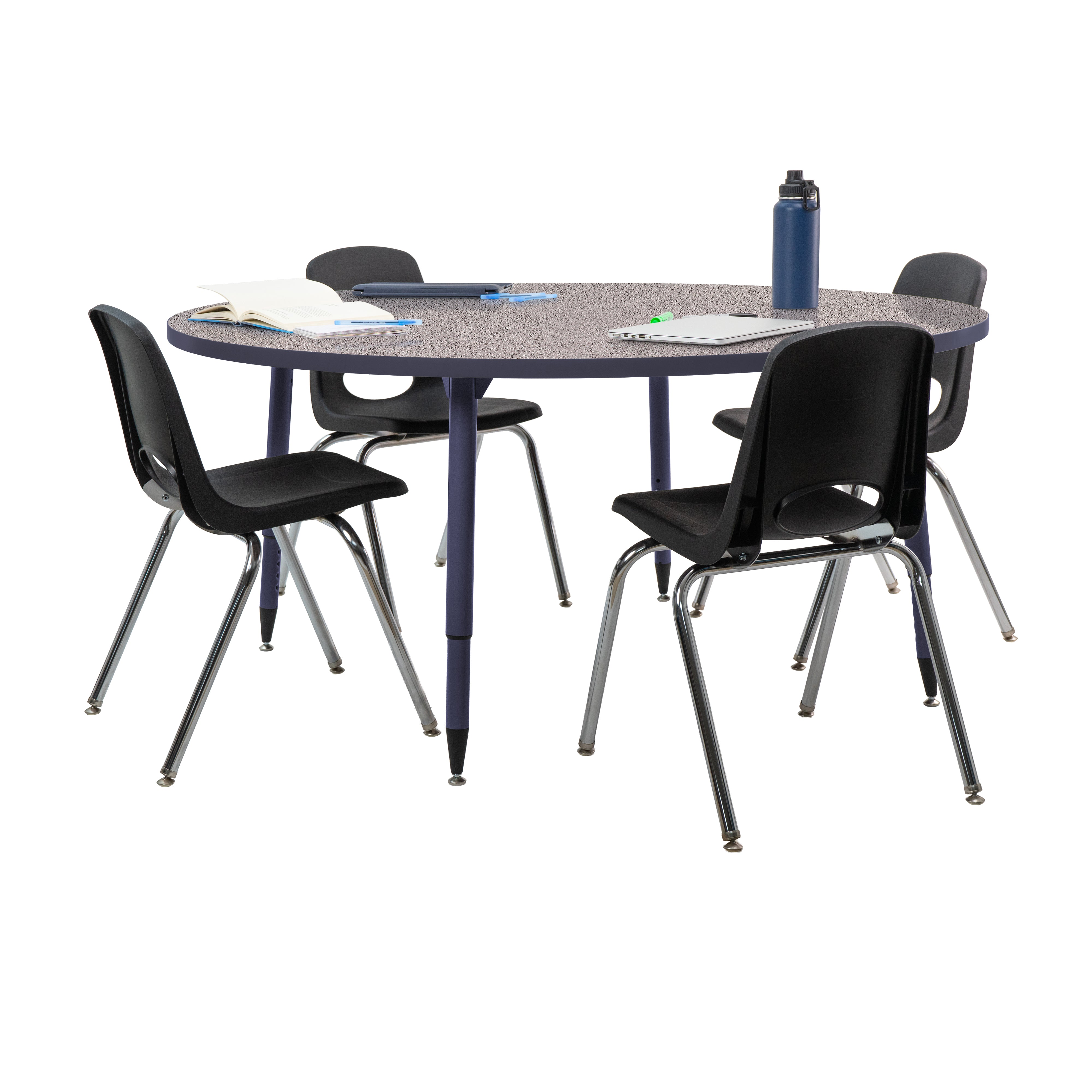 Adapte 60" Round Thermofused Activity Table with Adjustable Tapered Legs - Gray/Navy