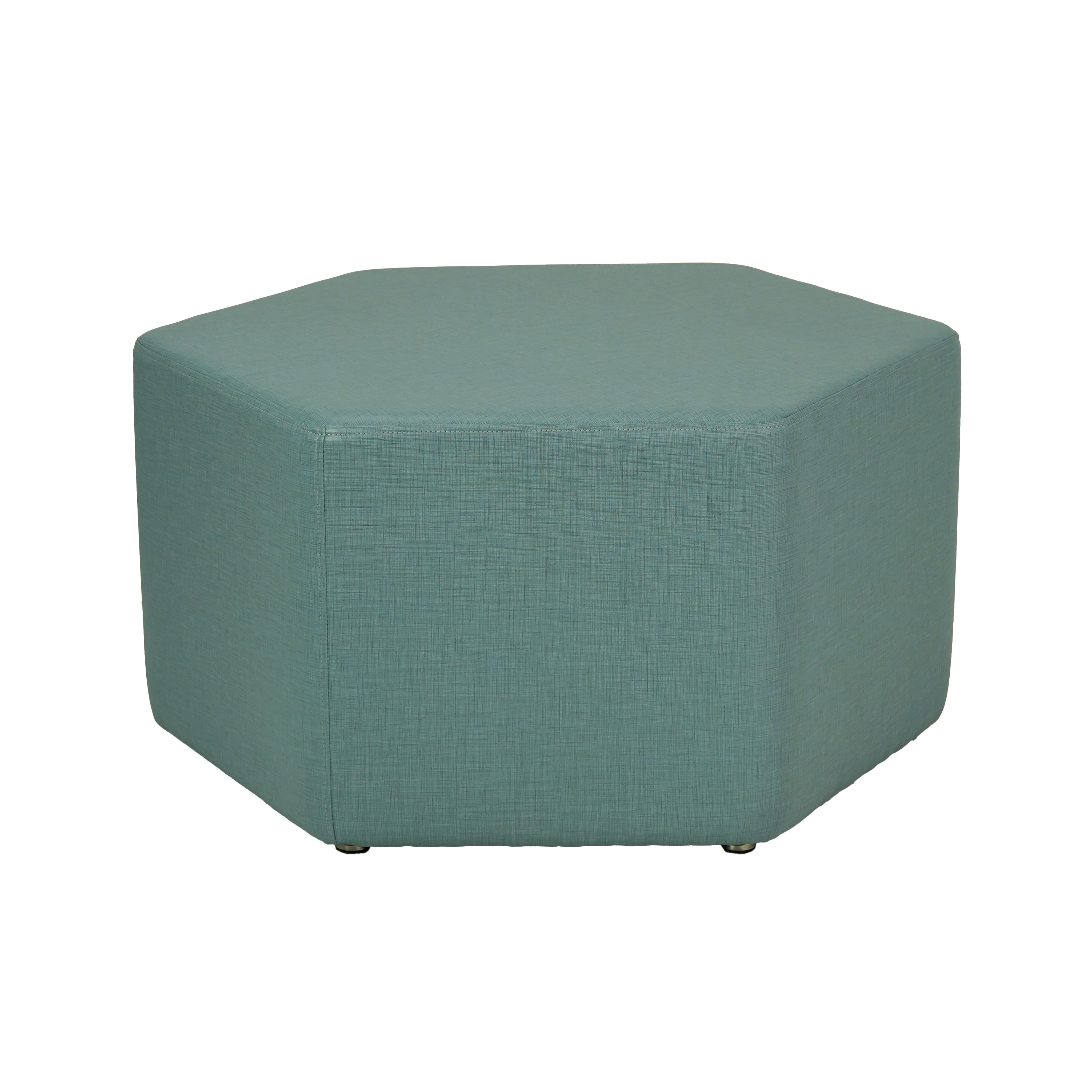 Pro Series Upholstered Hexagon Ottoman 18" Height - Sky Blue Crosshatch