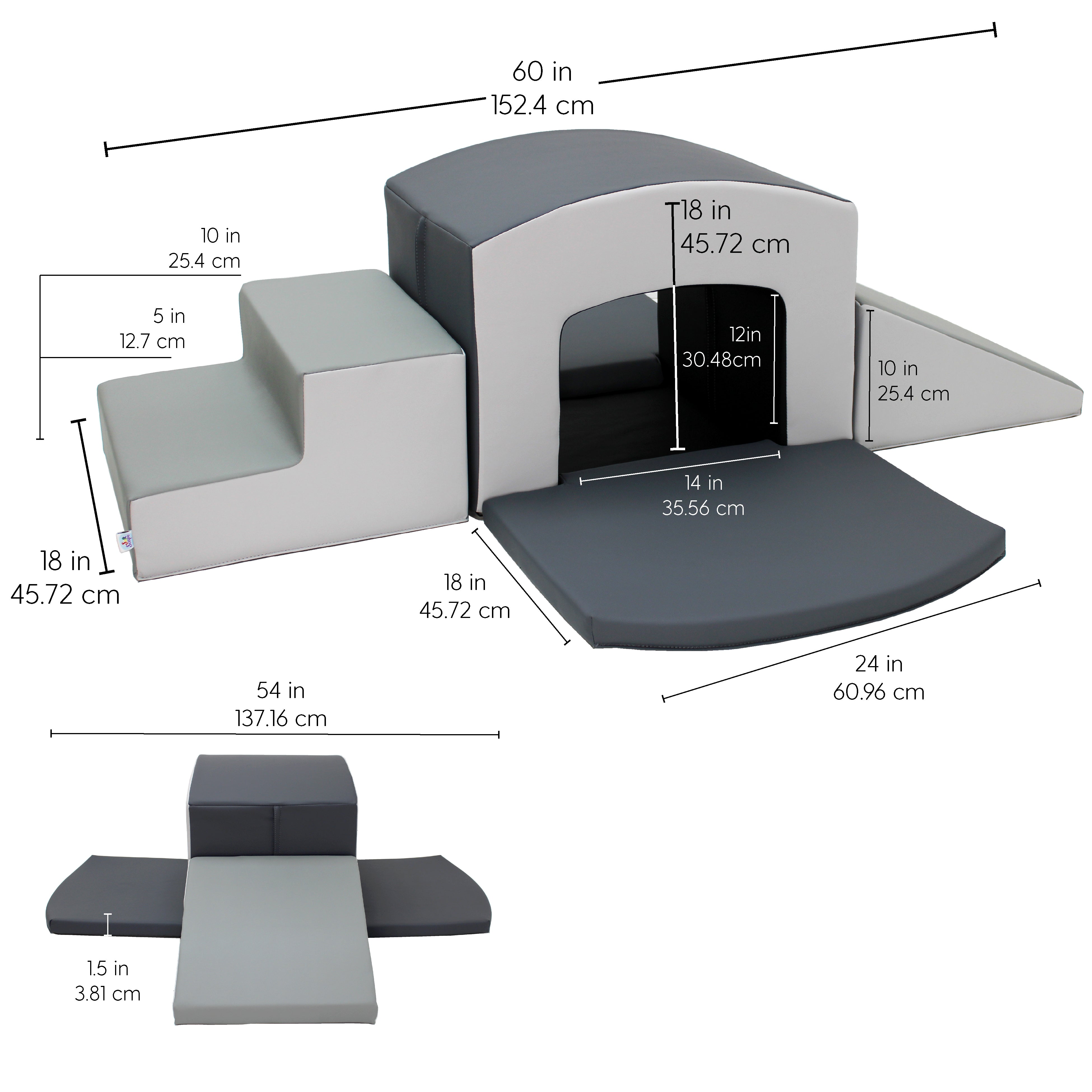 SoftScape Playtime Tunnel Climber Plus - Gray/Light Gray