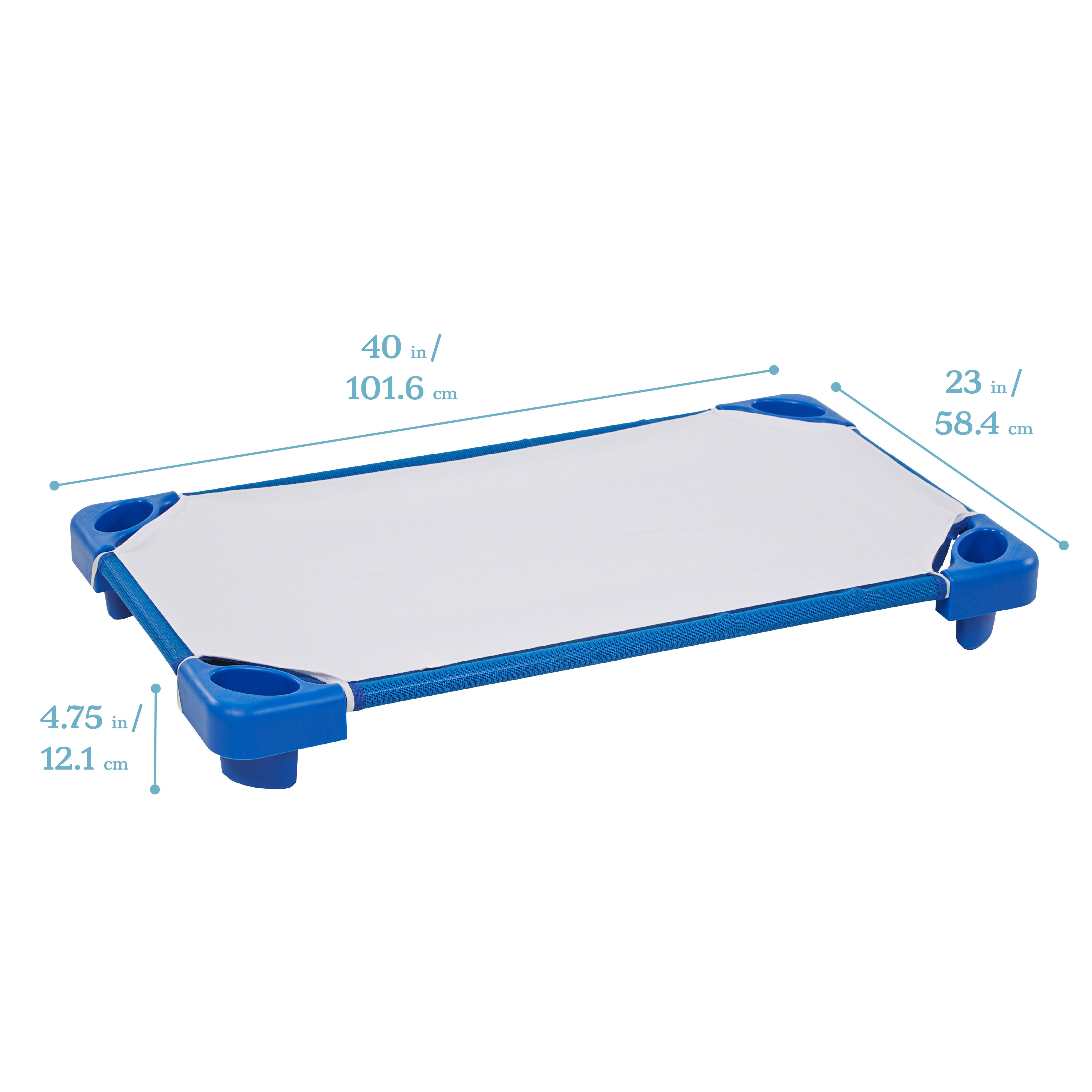 Stackable Kiddie Cot Toddler with Sheet Ready-to-Assemble 6-Pack - Blue