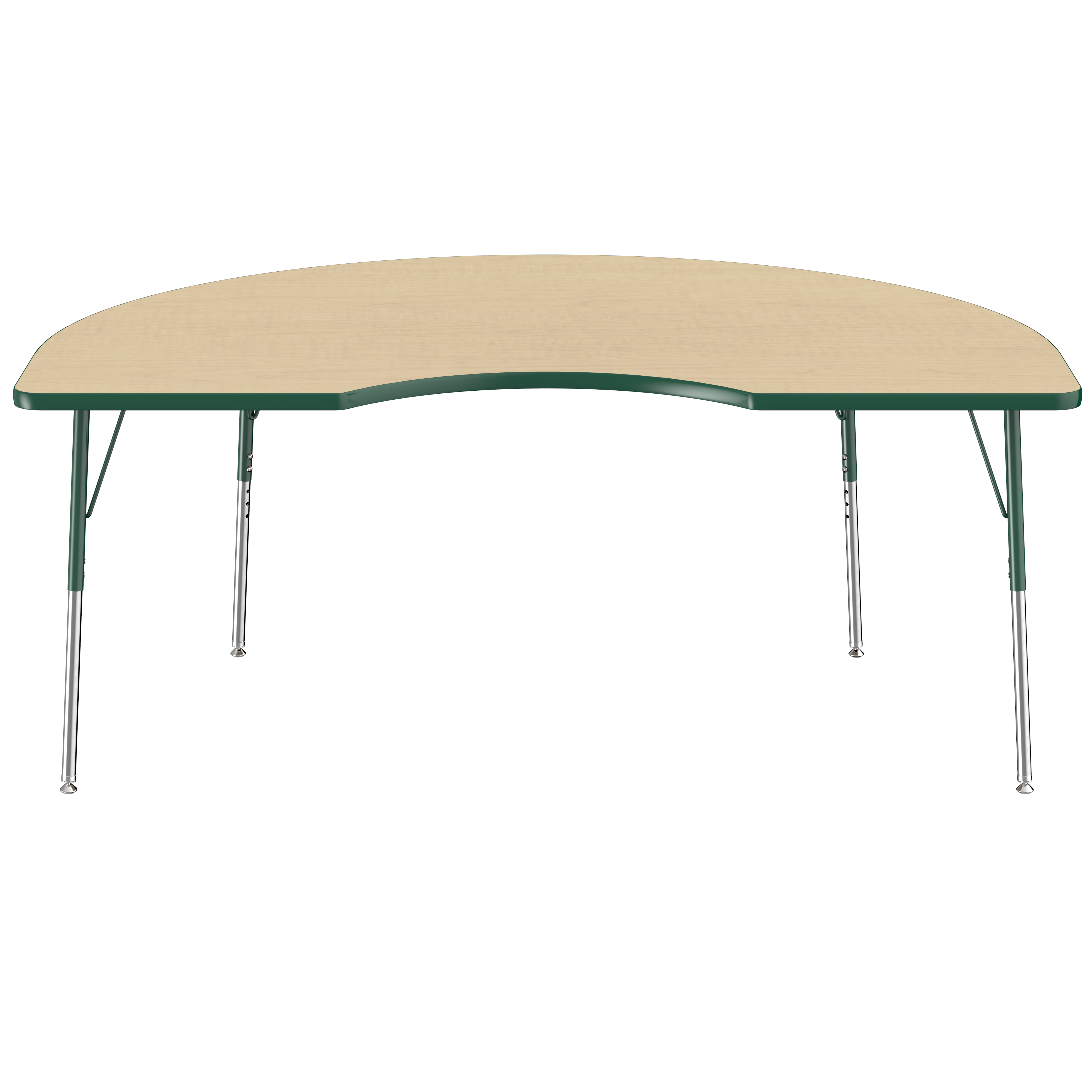 48" x 72" Kidney T-Molding Activity Table with Adjustable Standard Swivel Glide Legs - Maple/Green