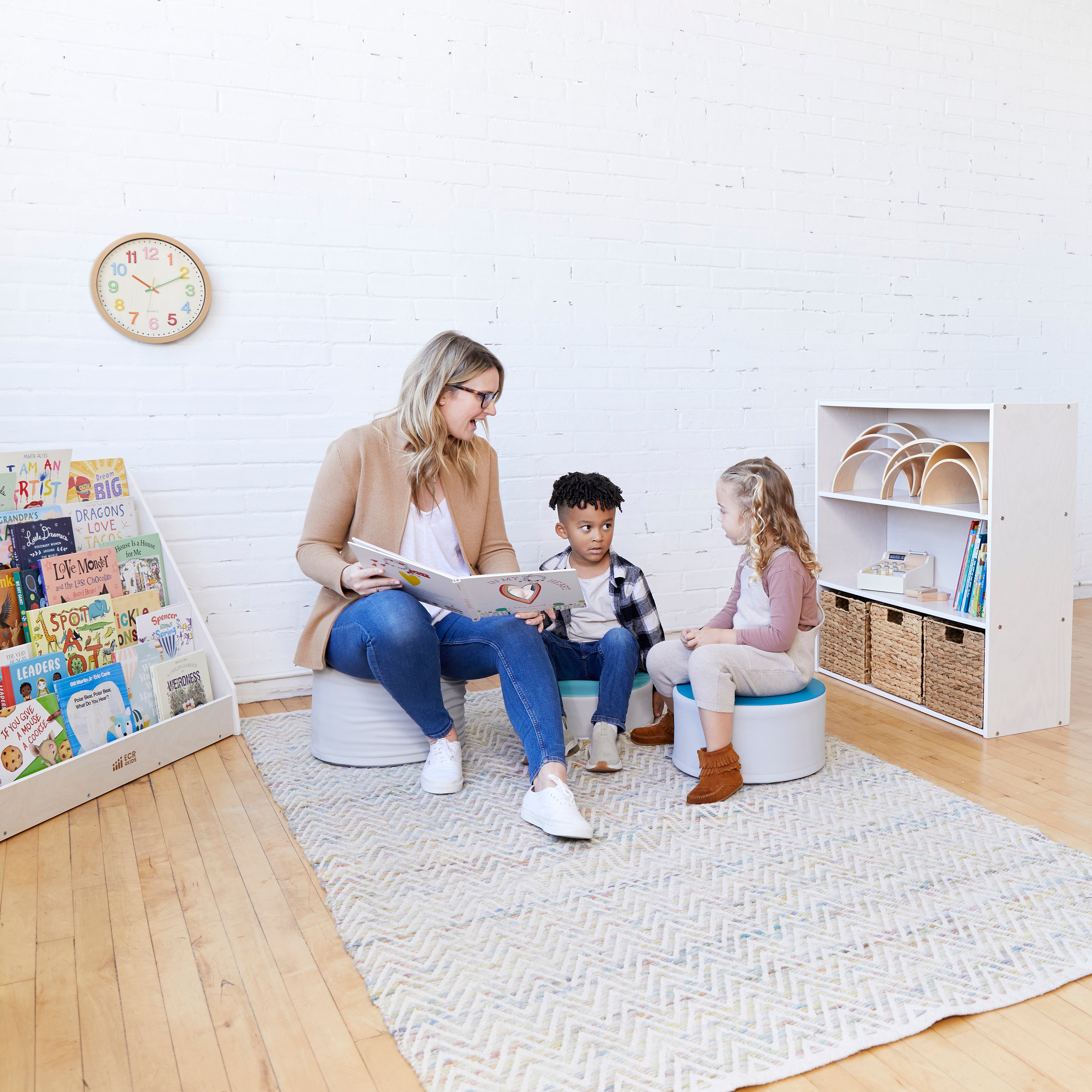 Streamline 3-Shelf Storage Cabinet with Back 36in H - White Wash