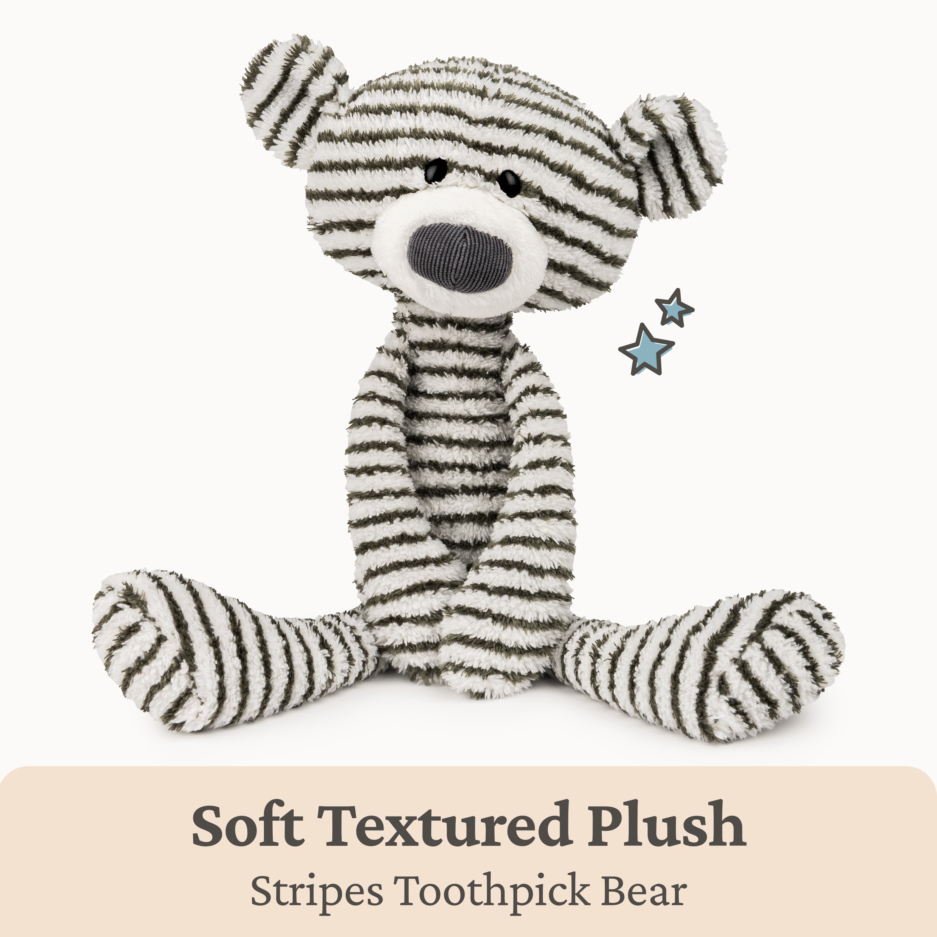 GUND Toothpick Stripes, Teddy Bear Stuffed Animal for Ages 1 and Up, Black/White, 15”