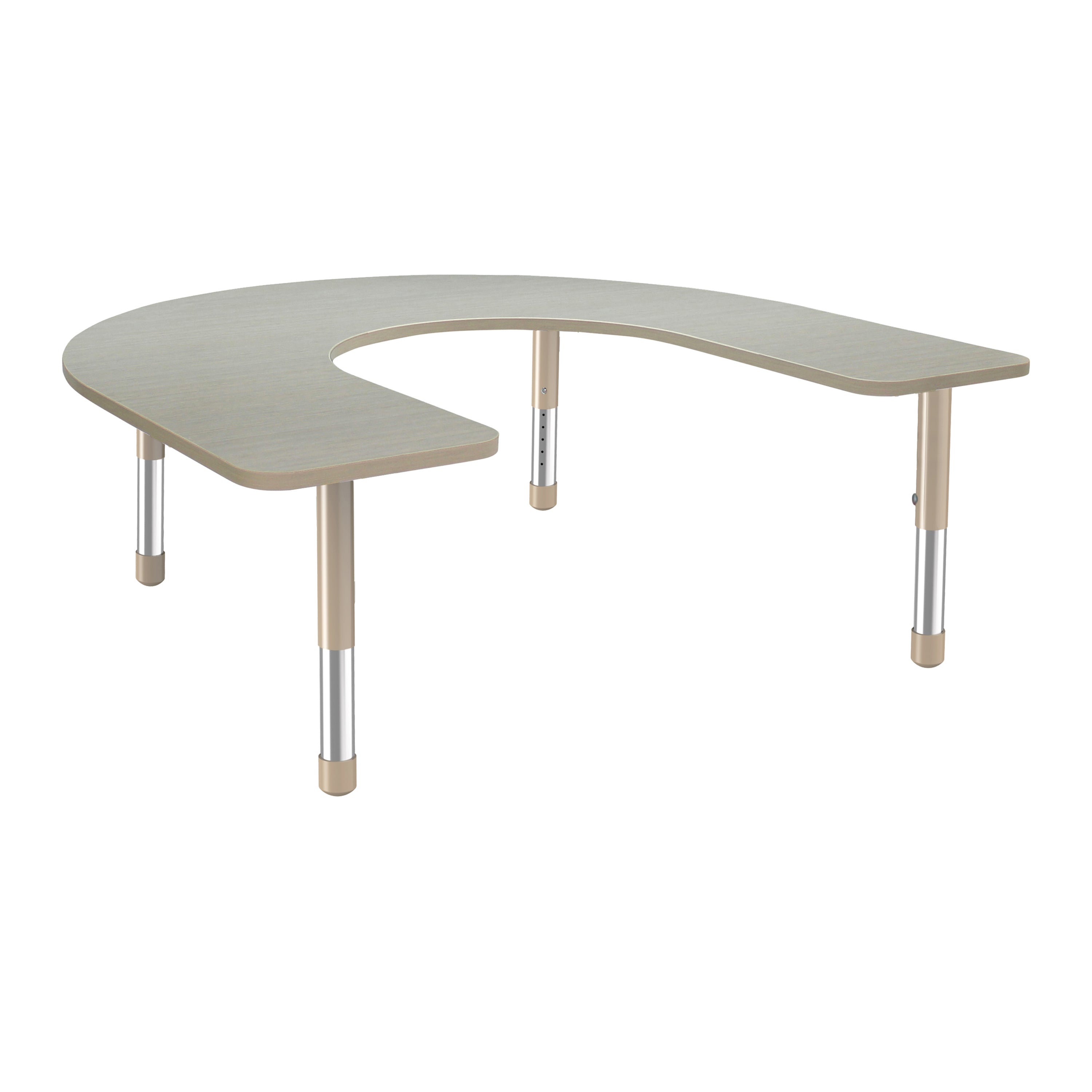 60" x 66" Horseshoe Thermofused Activity Table with Adjustable Chunky Legs - Asian Sand/Sand