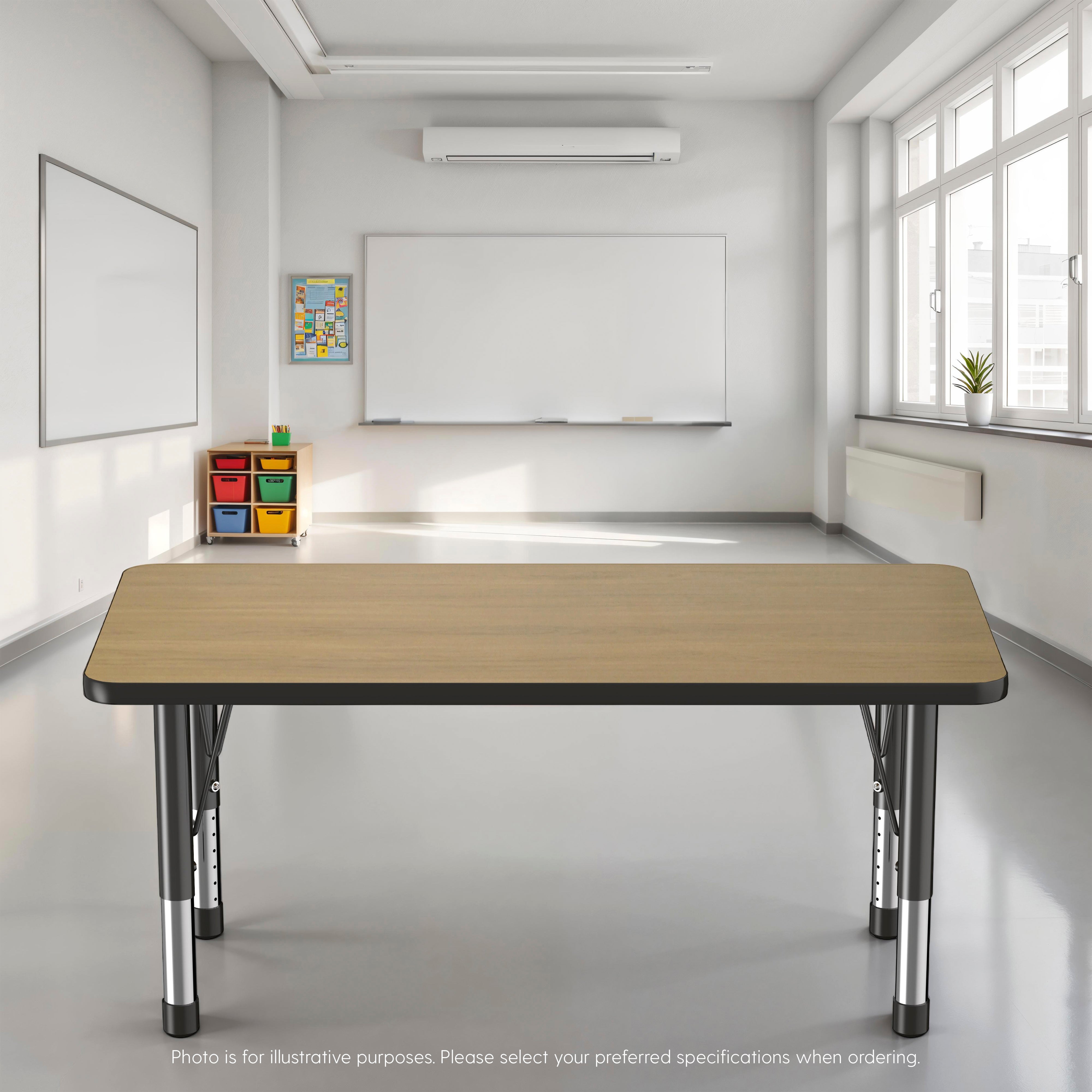 24" x 48" Rectangle T-Molding Activity Table with Adjustable Chunky Legs - Pasadena Oak/Black