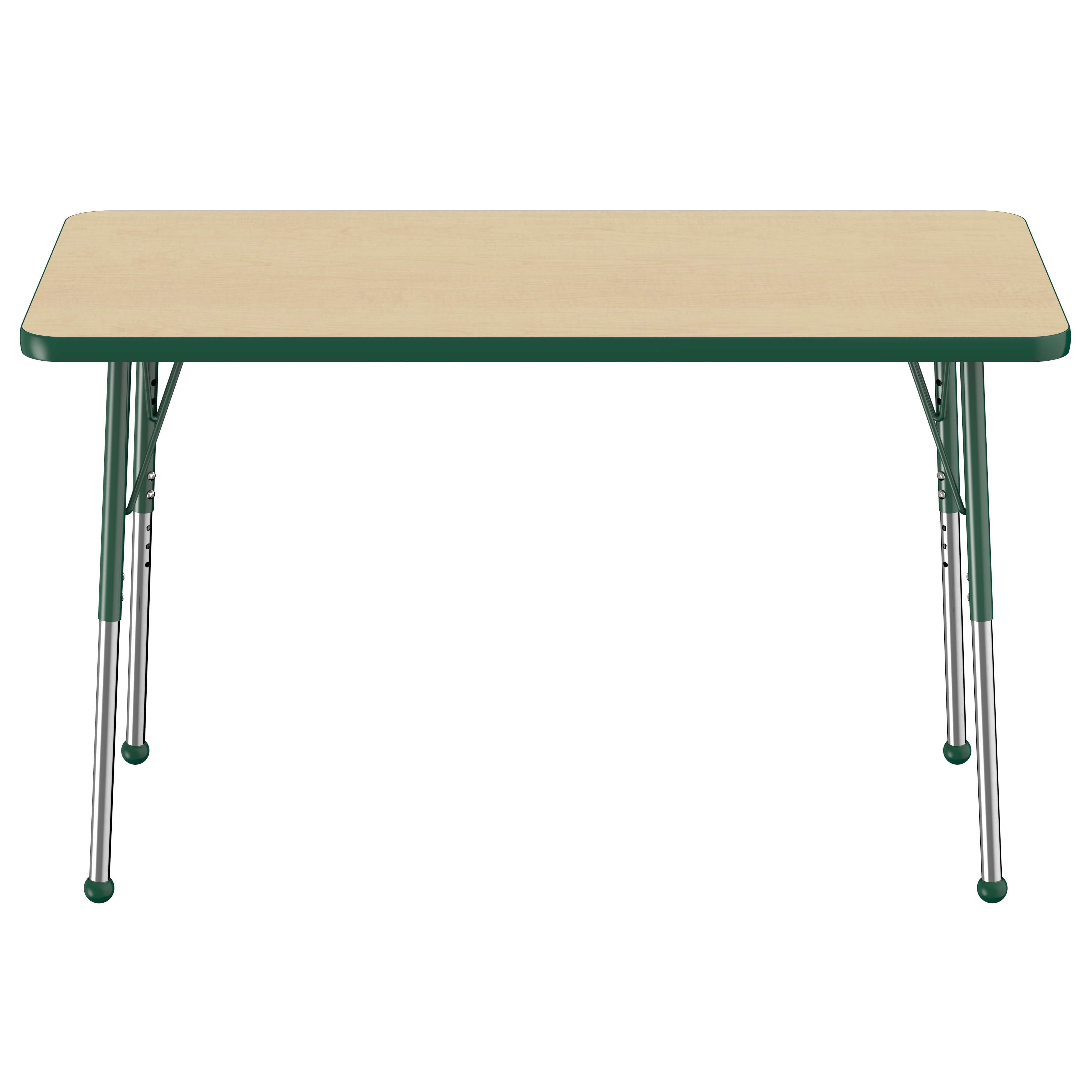 24" x 48" Rectangle T-Molding Activity Table with Adjustable Standard Ball Glide Legs - Maple/Green