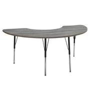 36" x 72" Half Moon La Madera Activity Table with Standard Legs - Light Gray Wood/Black