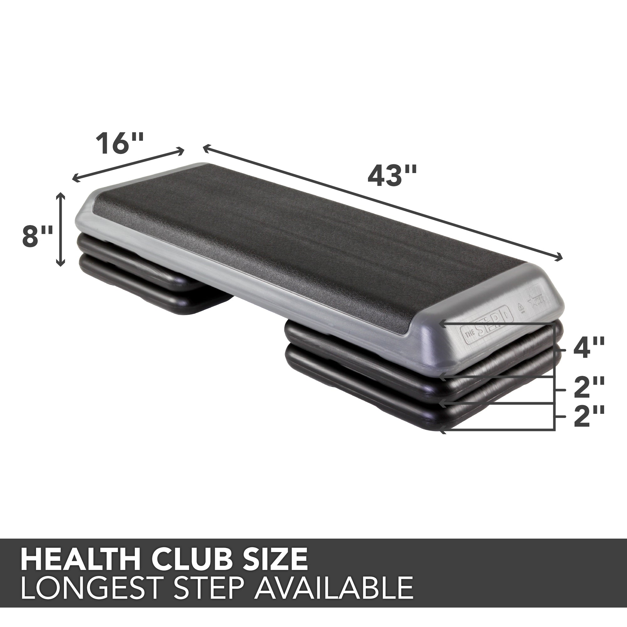 Original Health Club Step w/ (4) Original Risers - Grey