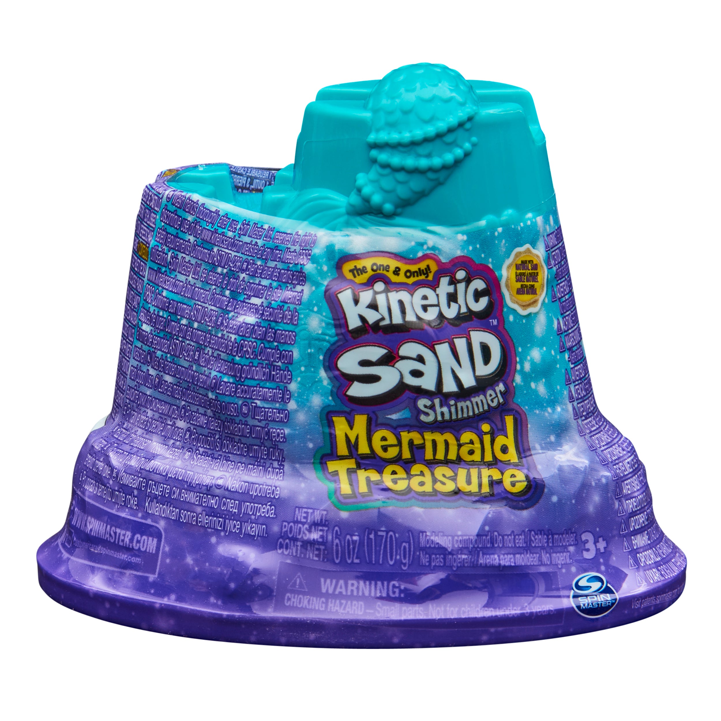 Kinetic Sand Shimmer, Mermaid Treasure with 6oz of Shimmer Kinetic Sand Styles May Vary, Surprise Hidden Tool, Play Sand Sensory Toys for Kids 3 and Up