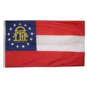 Georgia State Flag 3x5 ft. Nylon SolarGuard Nyl-Glo 100% Made in USA to Official State Design Specifications.