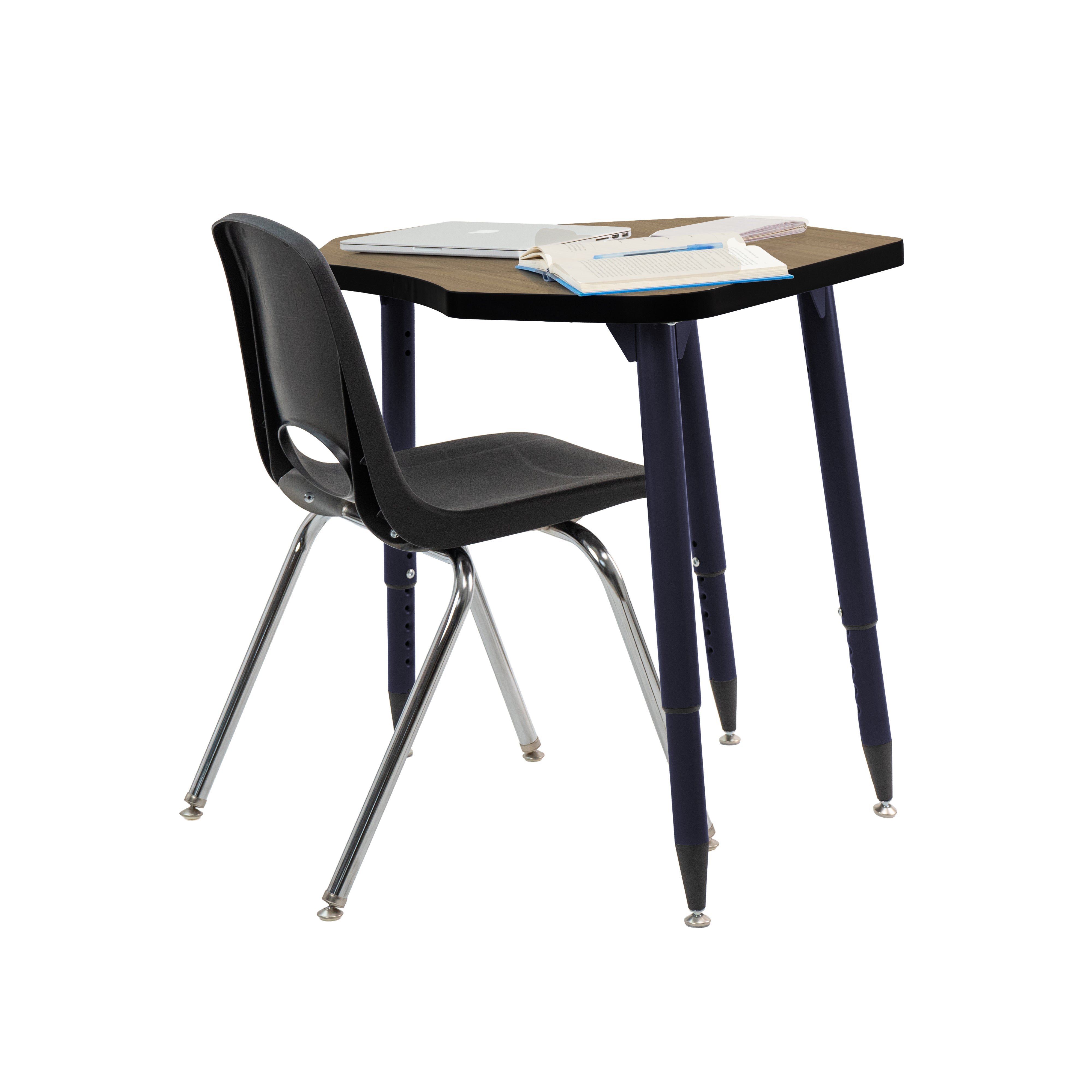 Adapte 24" x 36" Petal Thermofused Activity Table with Adjustable Tapered Legs - Pasadena Oak/Black