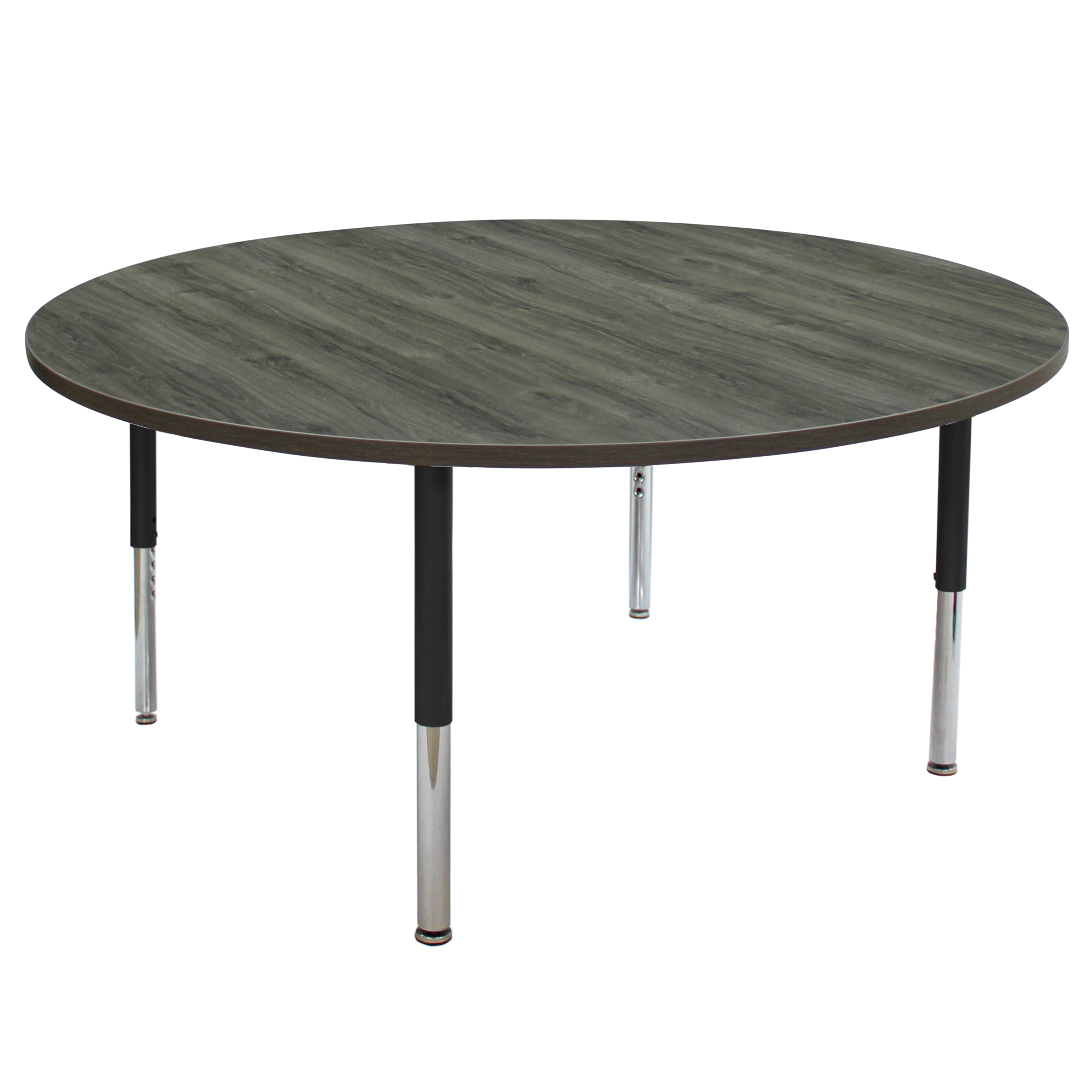 60" Round La Madera Activity Table with Adjustable Super Legs - Gray Wood/Black